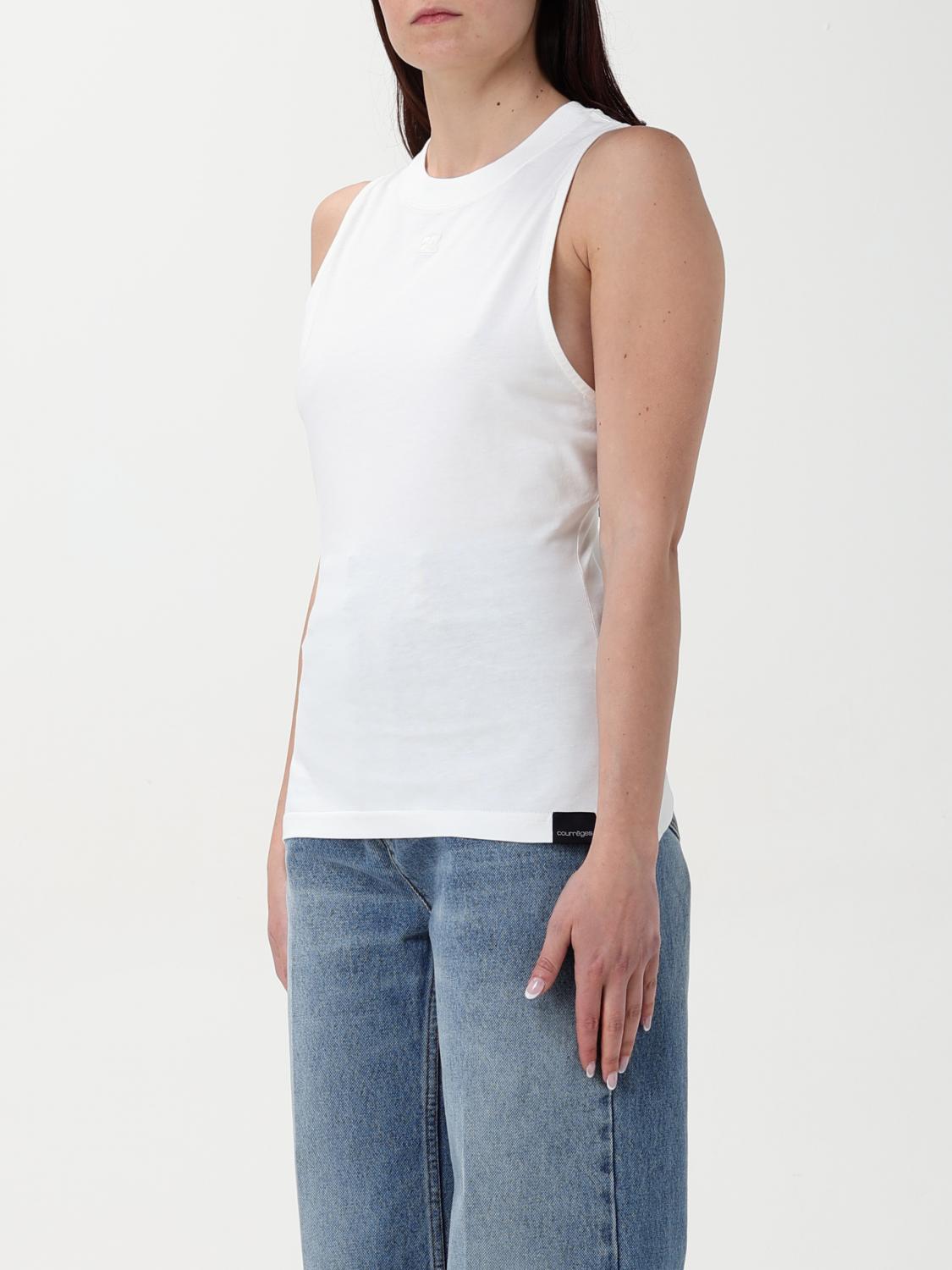 COURRÈGES TOP: Canotta Courrèges in cotone stretch , Bianco - Img 4