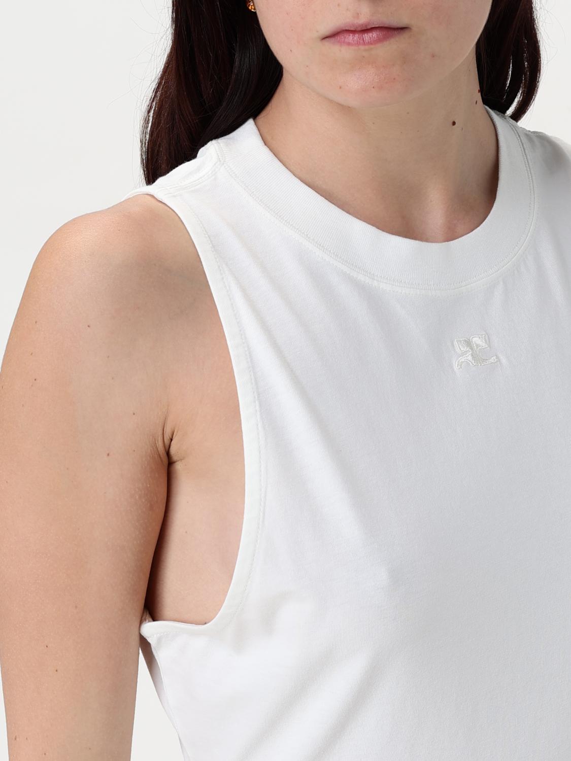 COURRÈGES TOP: Canotta Courrèges in cotone stretch , Bianco - Img 5