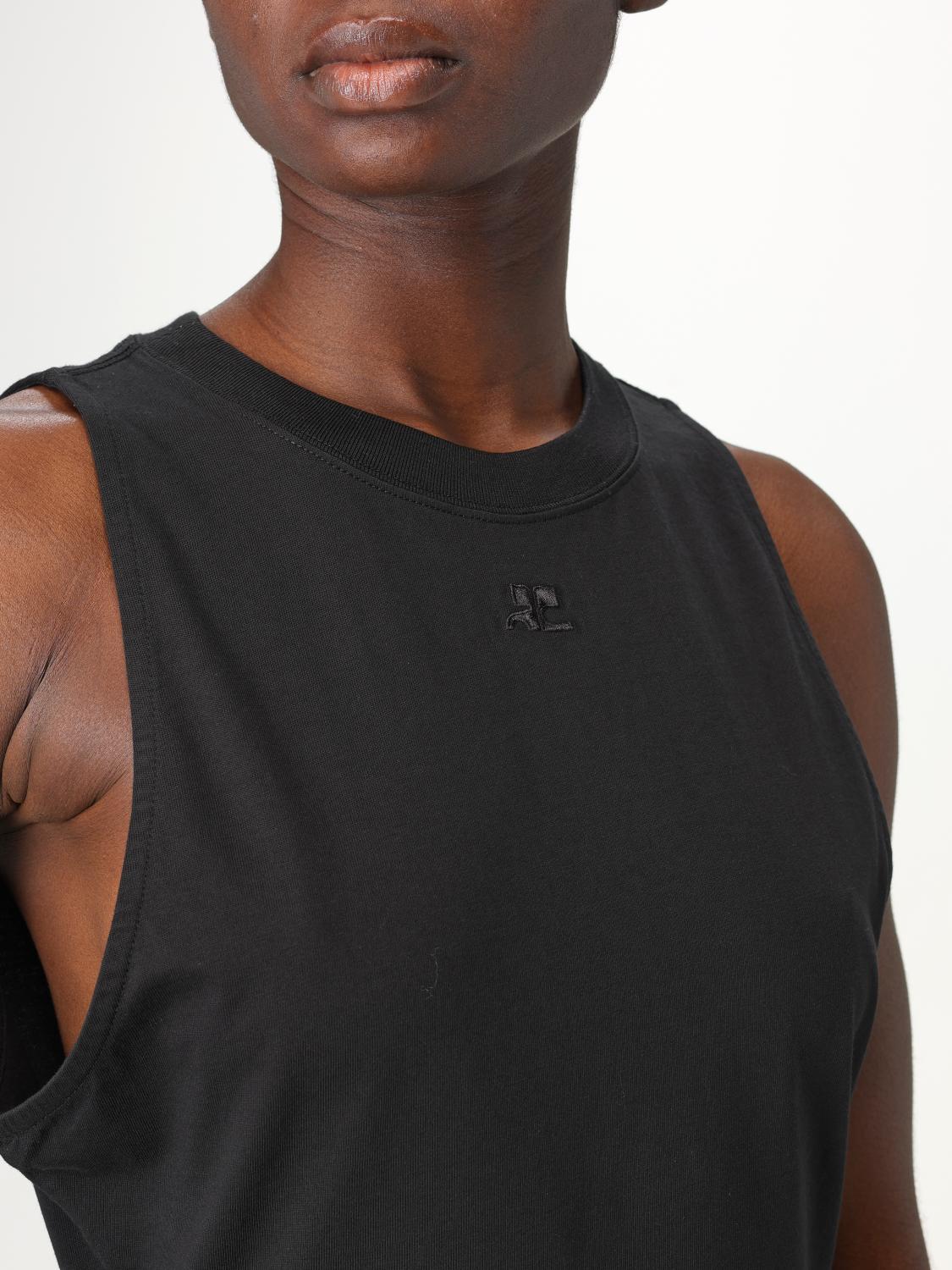 COURRÈGES TOP: Canotta Courrèges in cotone stretch , Nero - Img 5