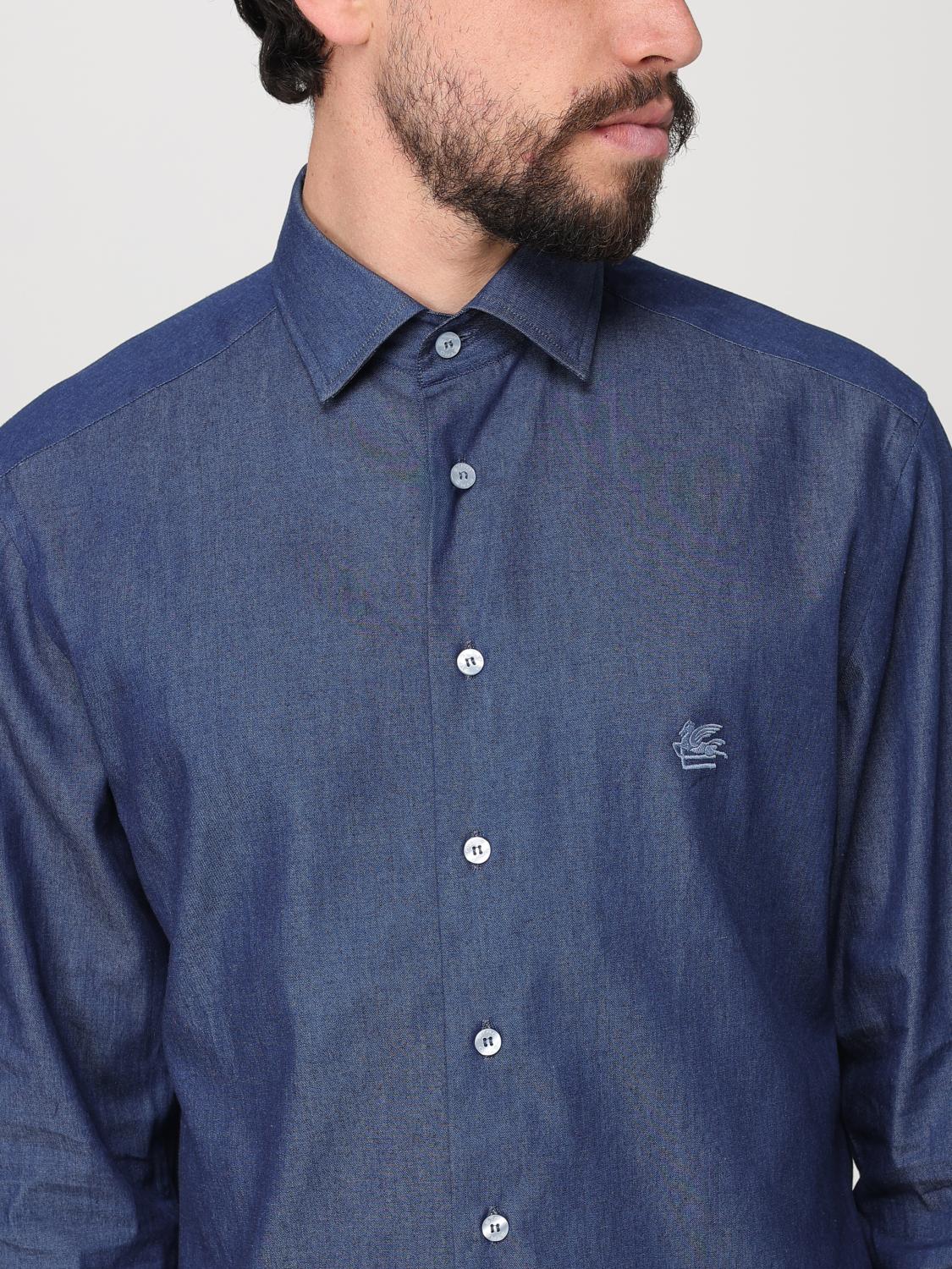 ETRO CAMICIA: Camicia Etro in cotone con logo ricamato , Blue - Img 4