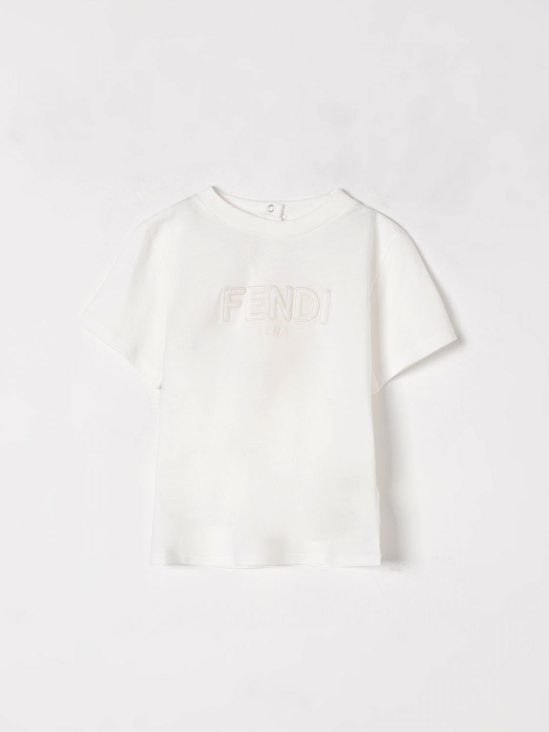 FENDI T-SHIRT: T-shirt in cotone con logo Fendi, Bianco - Img 1