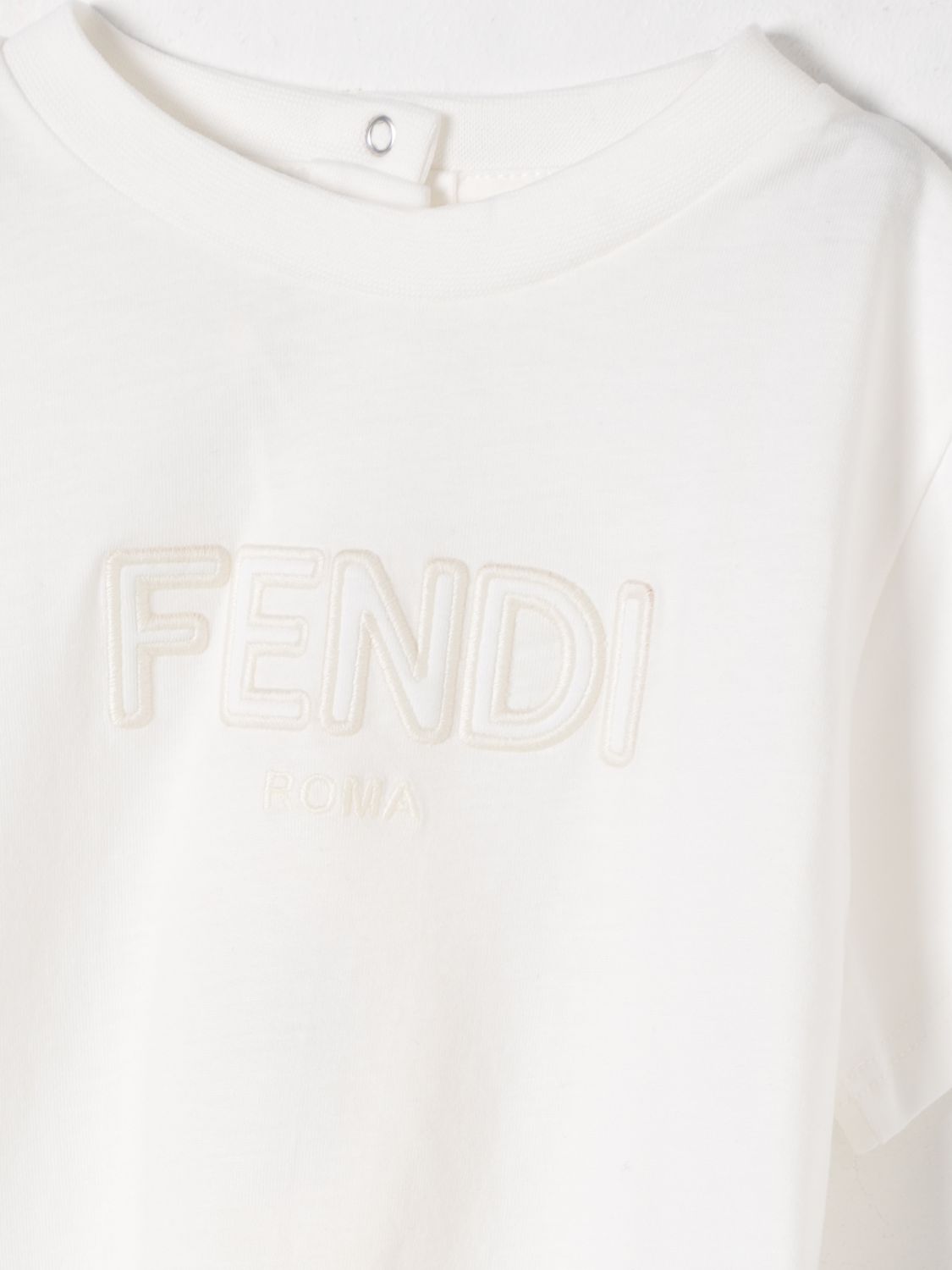 FENDI T-SHIRT: T-shirt in cotone con logo Fendi, Bianco - Img 3