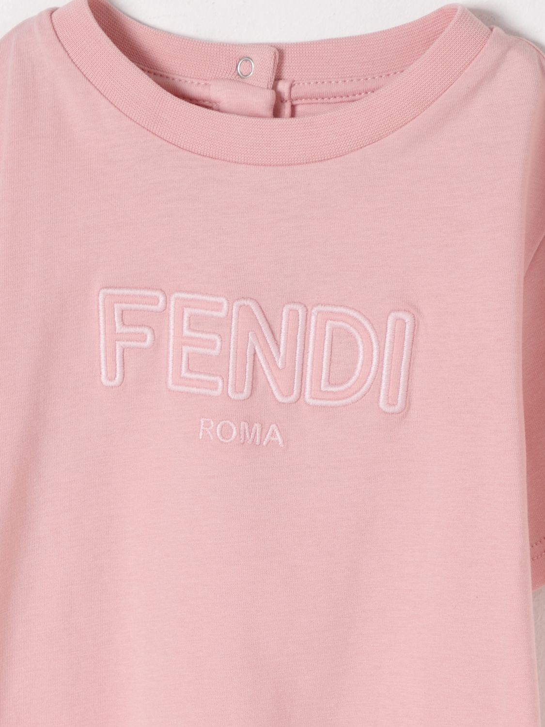 FENDI T-SHIRT: T-shirt in cotone con logo Fendi, Rosa - Img 3