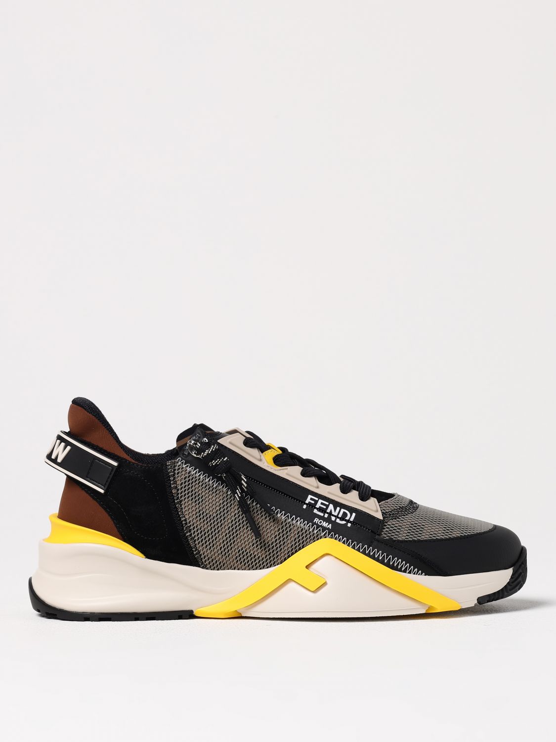 FENDI SNEAKERS: Sneakers Flow Fendi in pelle e mesh , Verde - Img 1