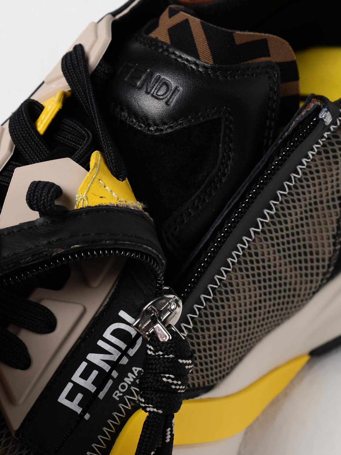 FENDI SNEAKERS: Sneakers Flow Fendi in pelle e mesh , Verde - Img 4