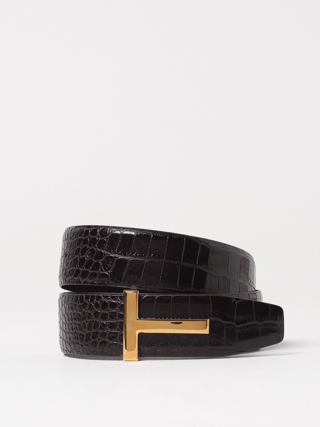 TOM FORD CINTURA: Cintura T Tom Ford reversibile in pelle , Marrone - Img 1