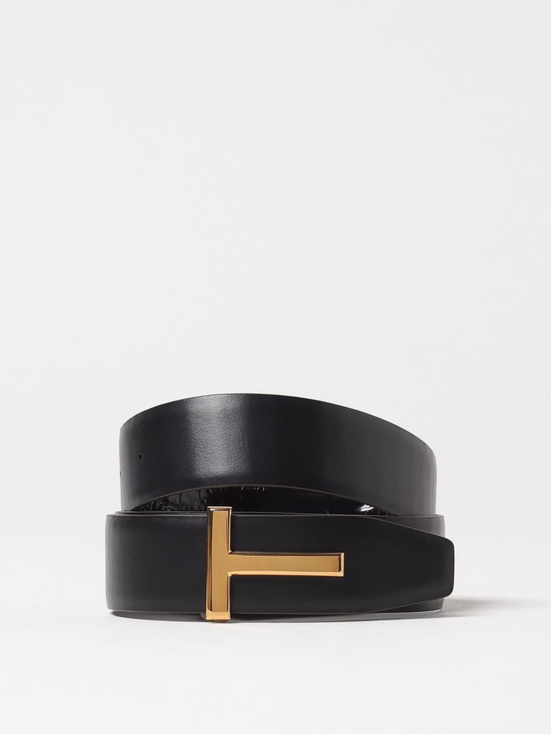 TOM FORD CINTURA: Cintura T Tom Ford reversibile in pelle , Marrone - Img 2