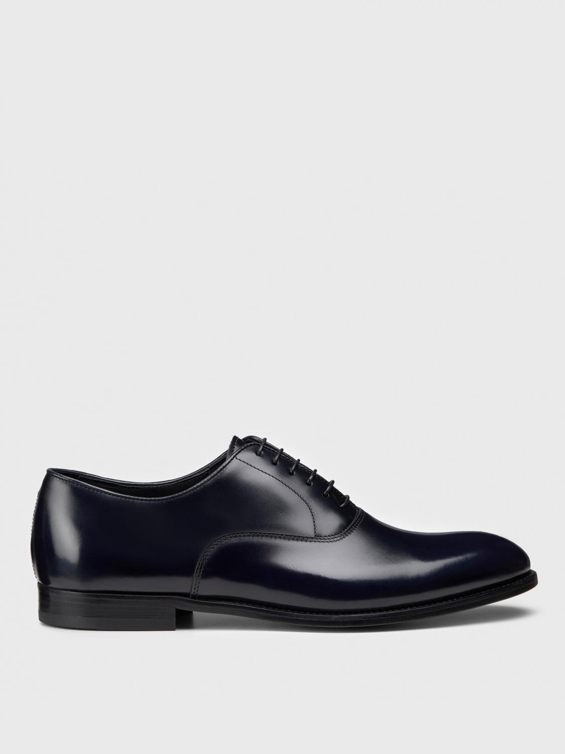 DOUCAL'S SCARPE STRINGATE: Oxford Doucal's in pelle lucida , Blue - Img 1