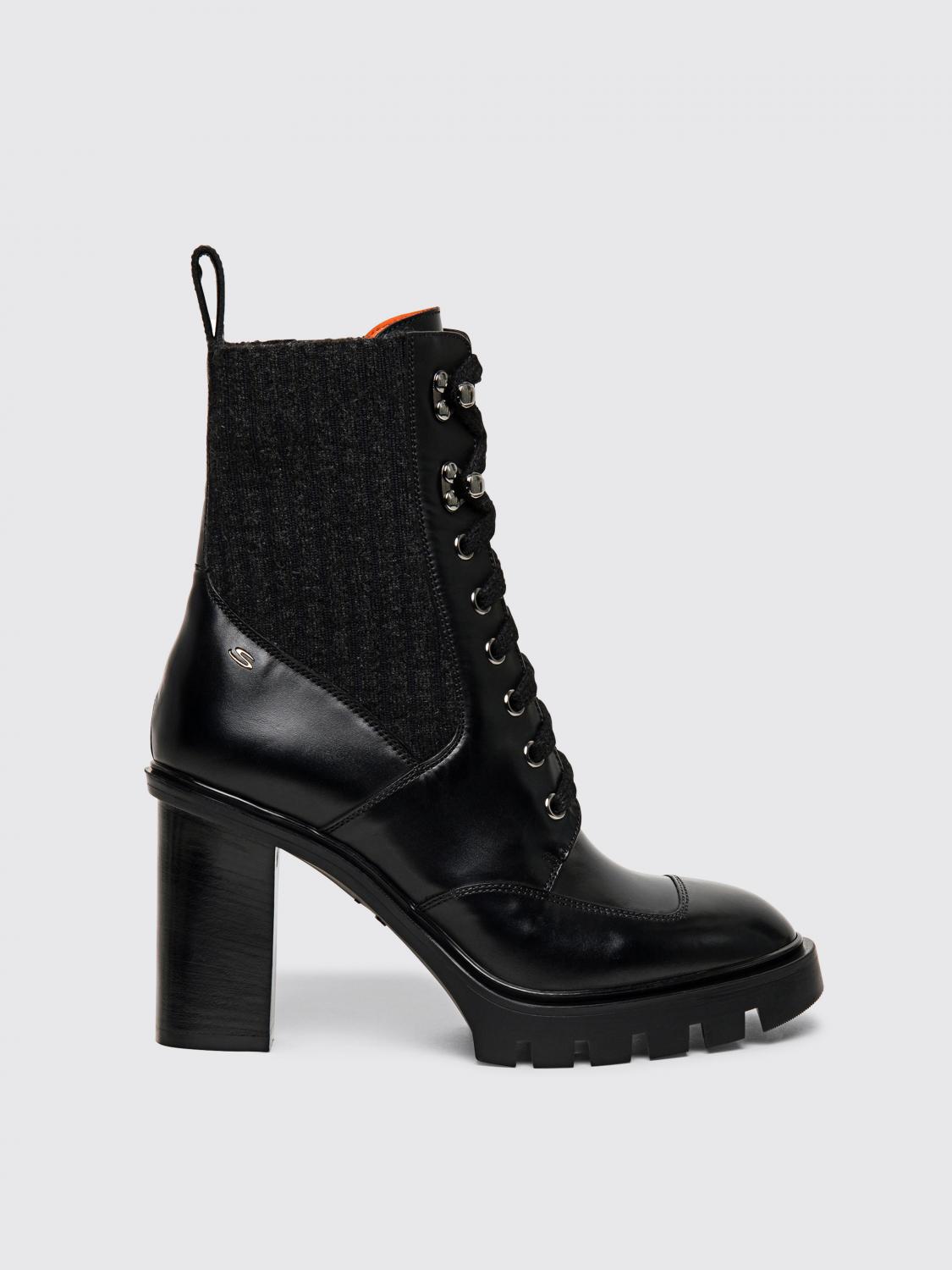 SANTONI FLAT ANKLE BOOTS: Flat ankle boots woman Santoni, Black - Img 1