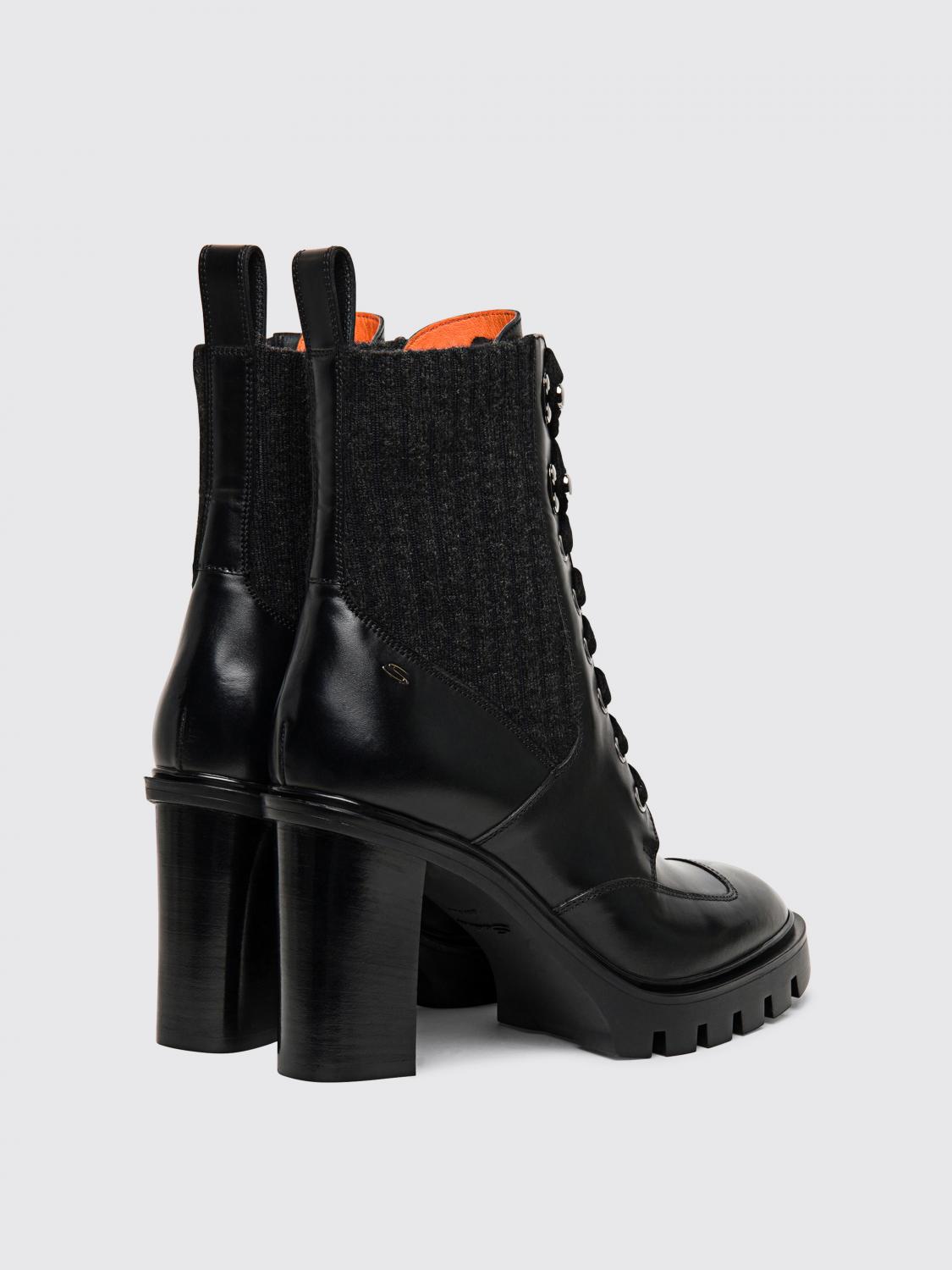 SANTONI FLAT ANKLE BOOTS: Flat ankle boots woman Santoni, Black - Img 3