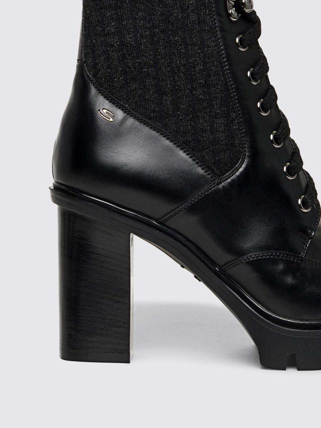 SANTONI FLAT ANKLE BOOTS: Flat ankle boots woman Santoni, Black - Img 5