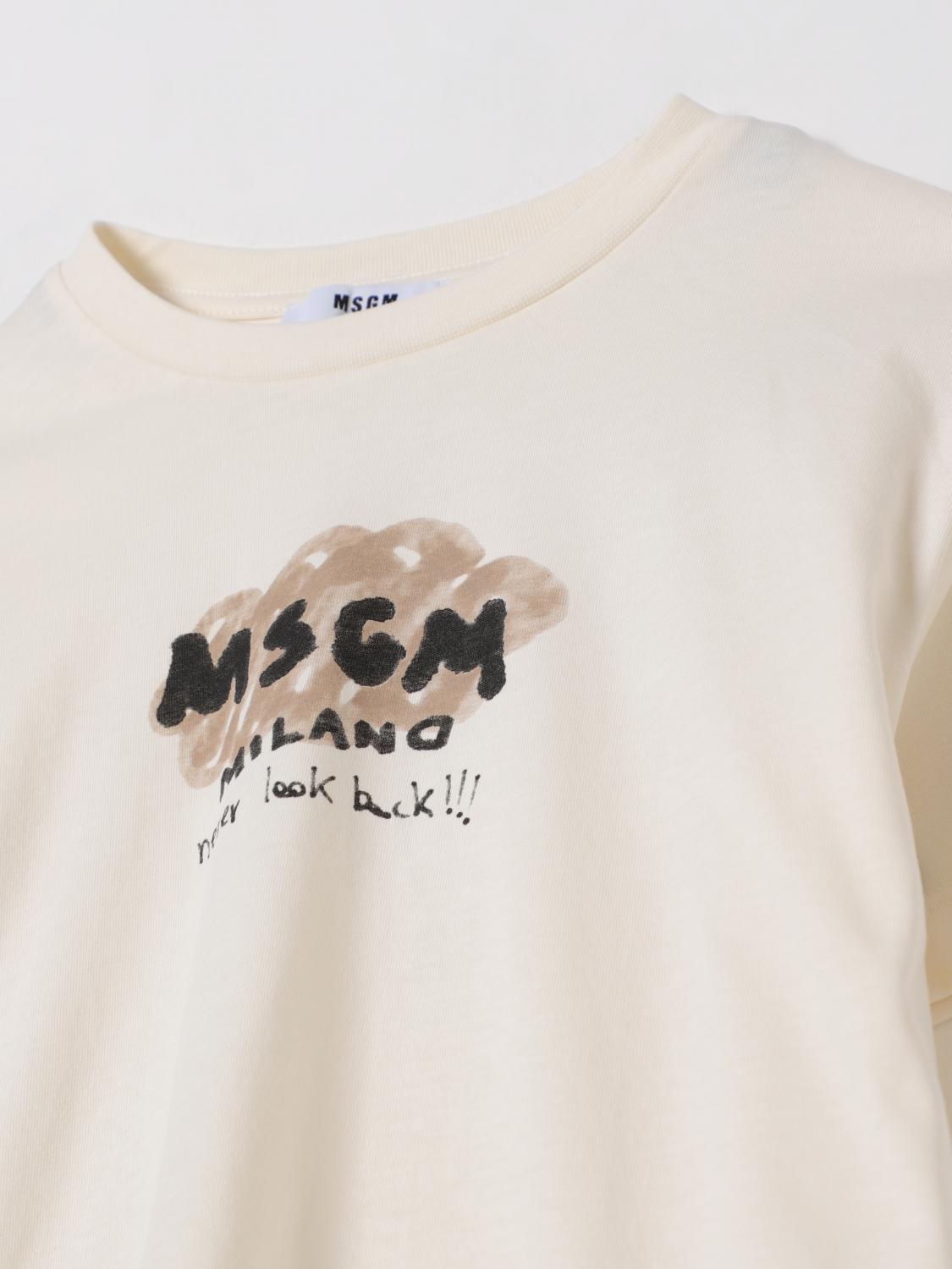 MSGM KIDS T-SHIRT: T-shirt in cotone con stampa logo MSGM Kids, Beige - Img 3