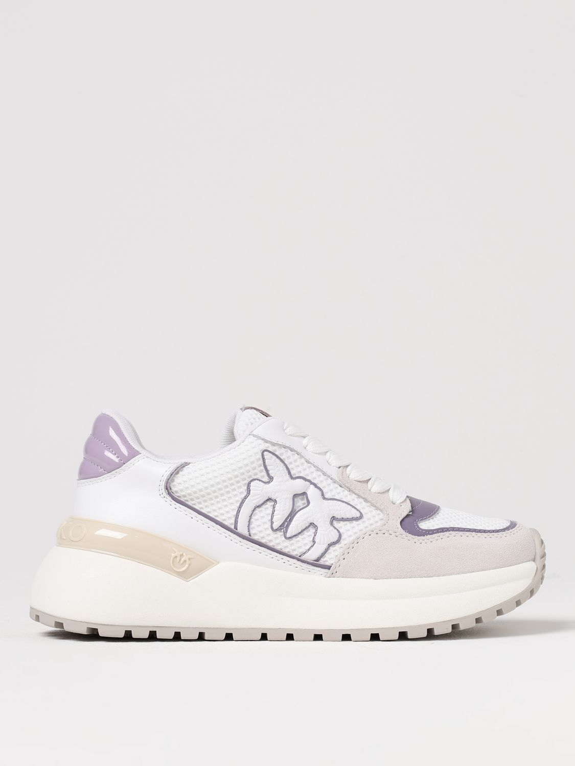 PINKO SNEAKERS: Sneakers Gem Pinko in pelle e mesh , Bianco - Img 1