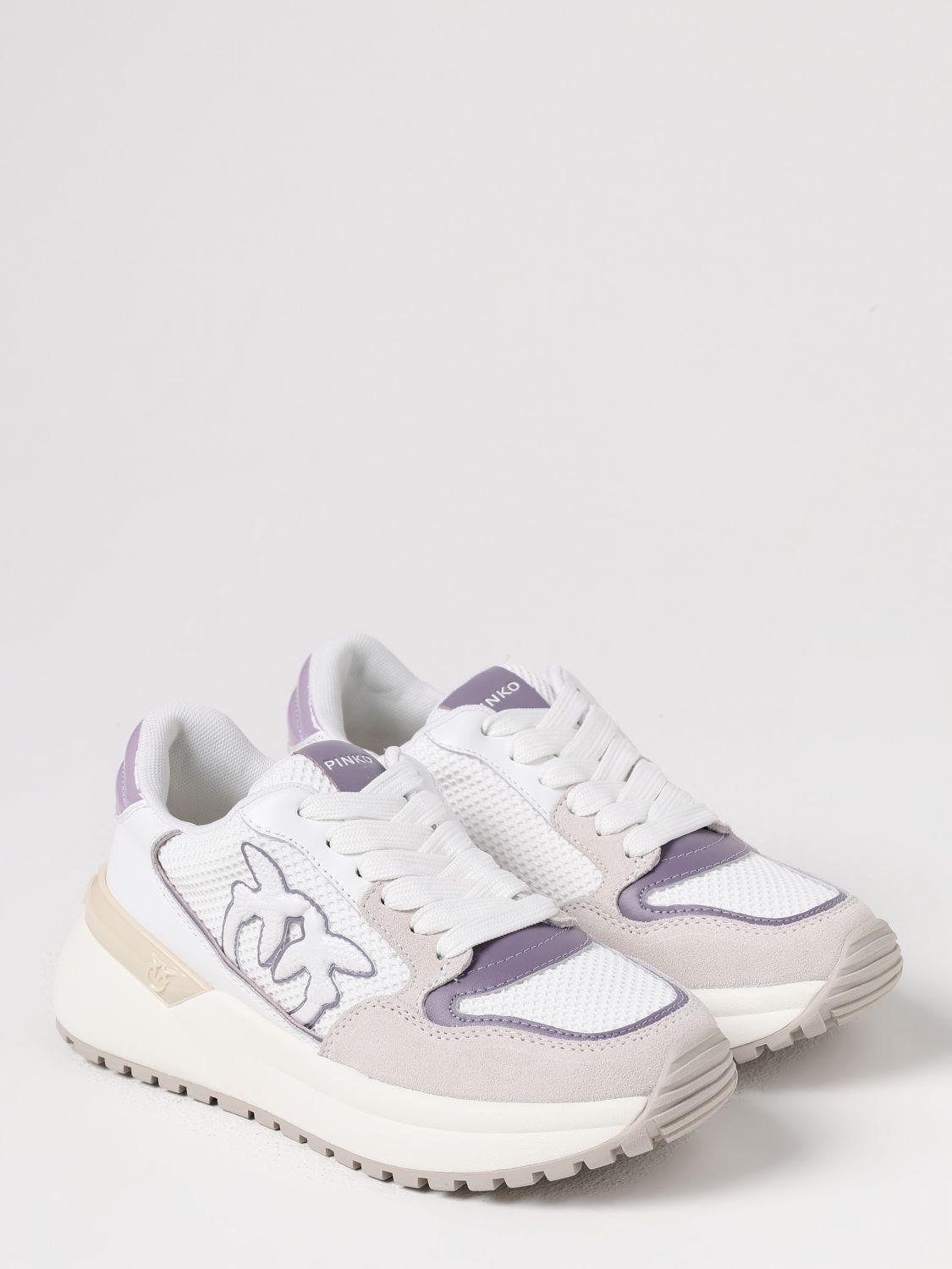 PINKO SNEAKERS: Sneakers Gem Pinko in pelle e mesh , Bianco - Img 2