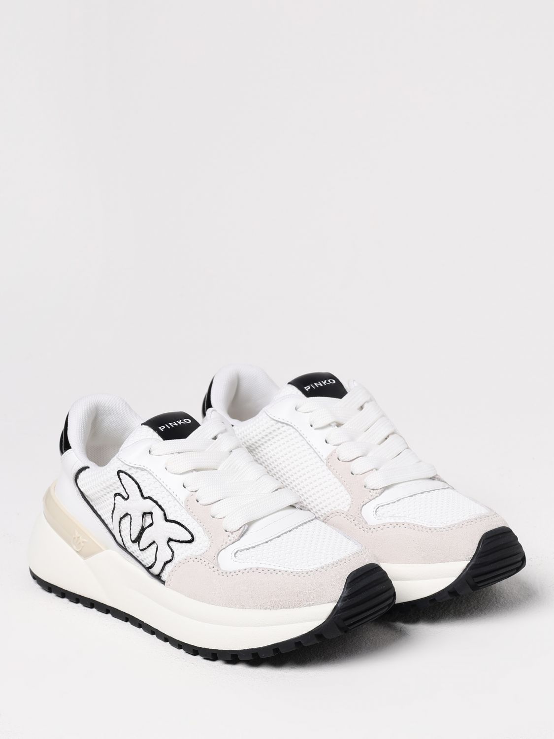 PINKO SNEAKERS: Sneakers Gem Pinko in pelle e mesh , Bianco 1 - Img 2