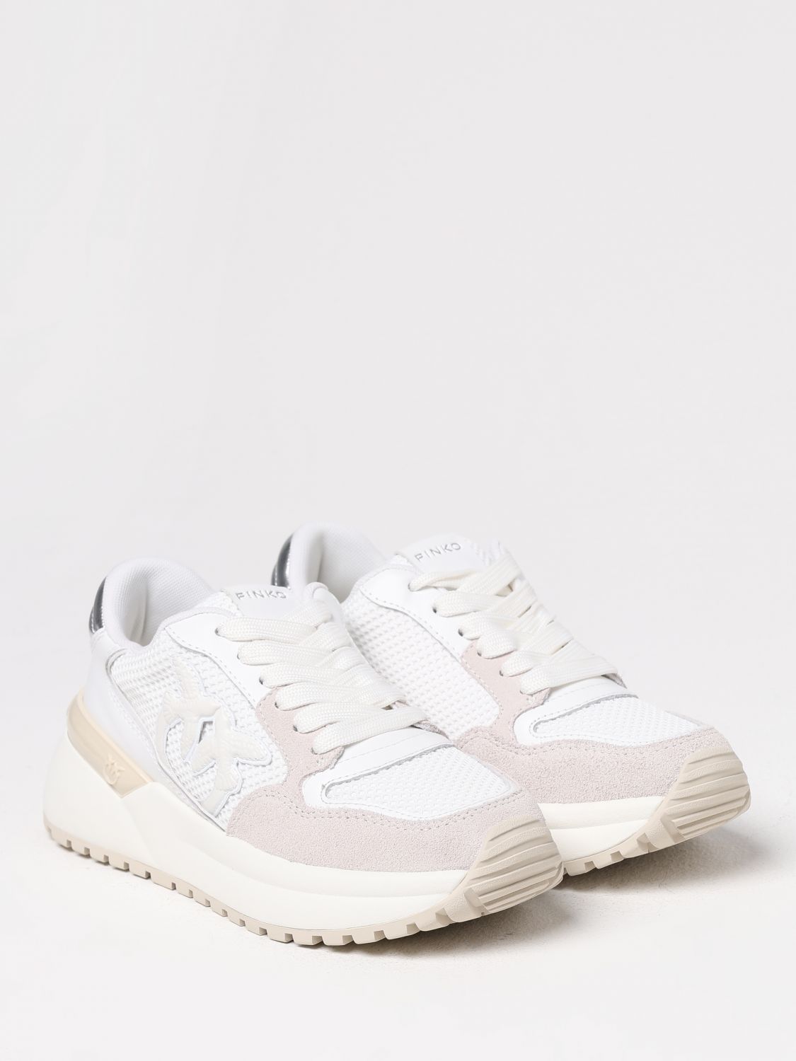 PINKO SNEAKERS: Sneakers Gem Pinko in pelle e mesh , Bianco 2 - Img 2