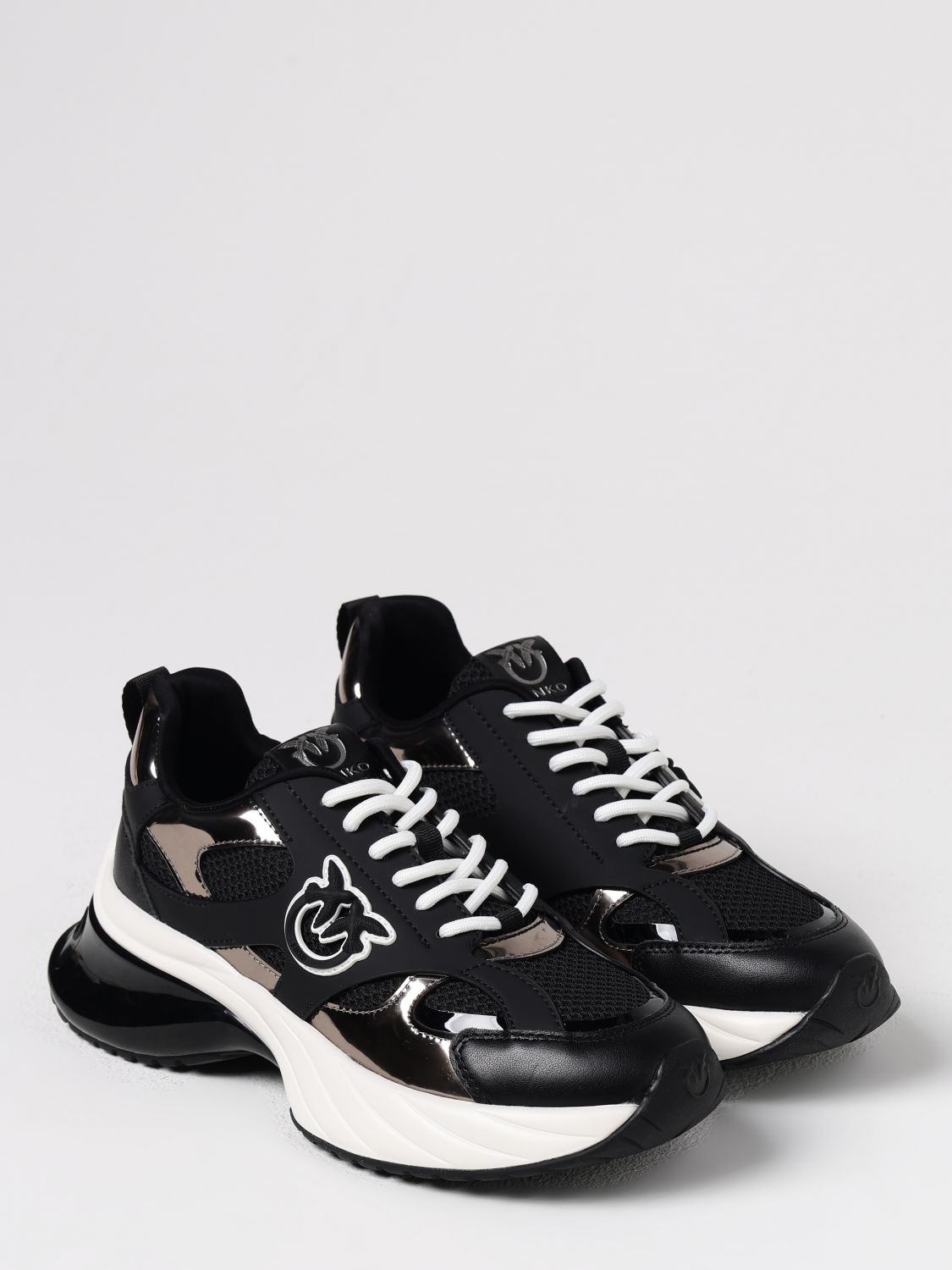 PINKO SNEAKERS: Sneakers Ariel Pinko in pelle e mesh , Nero - Img 2