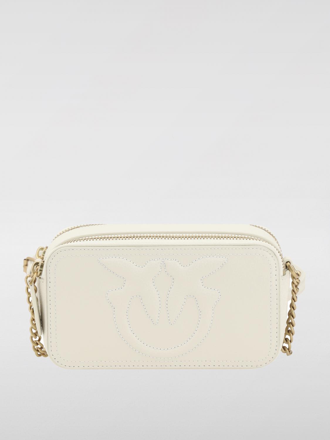 PINKO BORSA MINI: Borsa Carrie Camera Case Pinko in pelle a grana, Bianco - Img 1