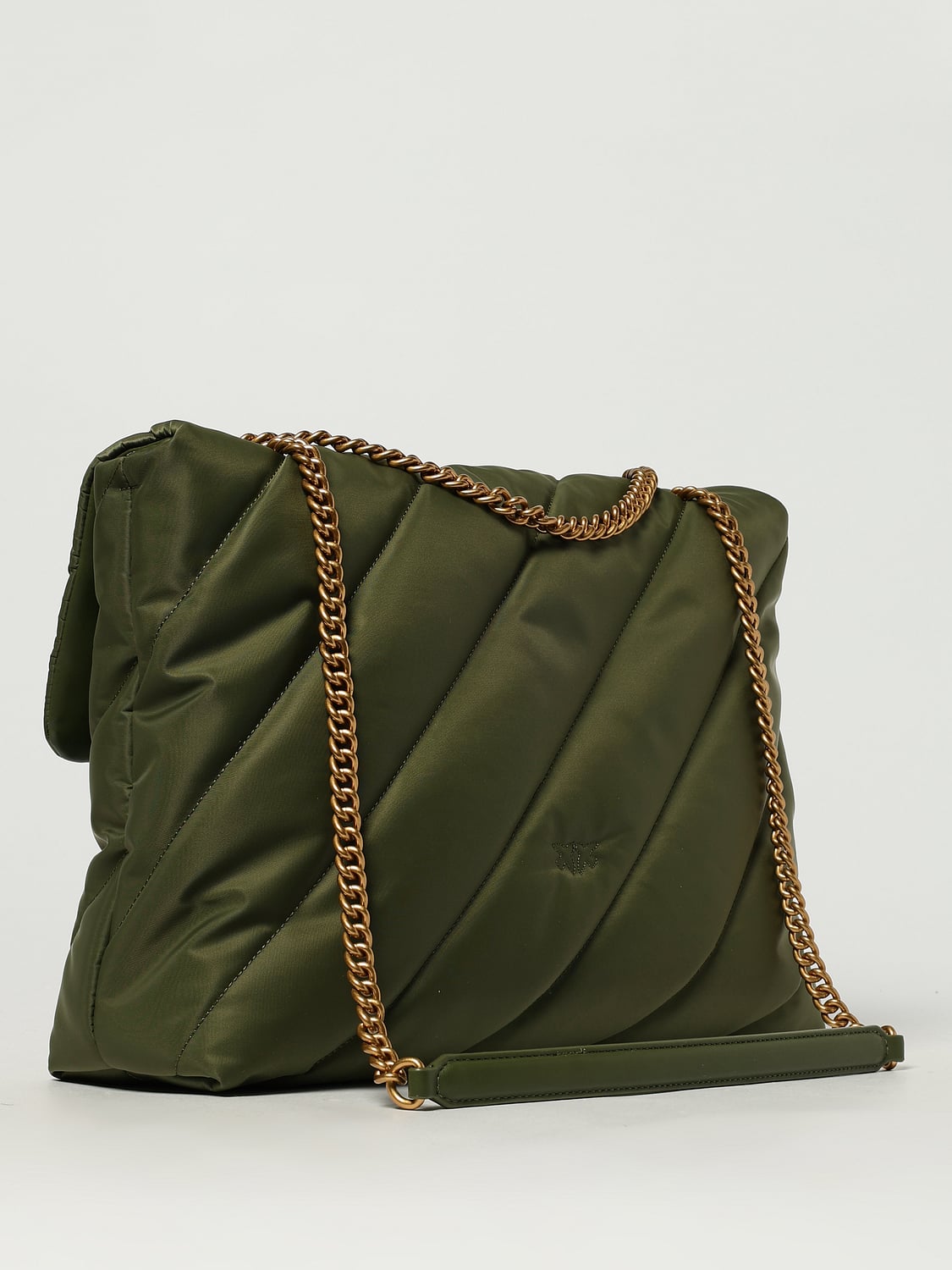 PINKO BORSA A SPALLA: Borsa Love Puff Extra Pinko in nylon trapuntato , Militare - Img 2