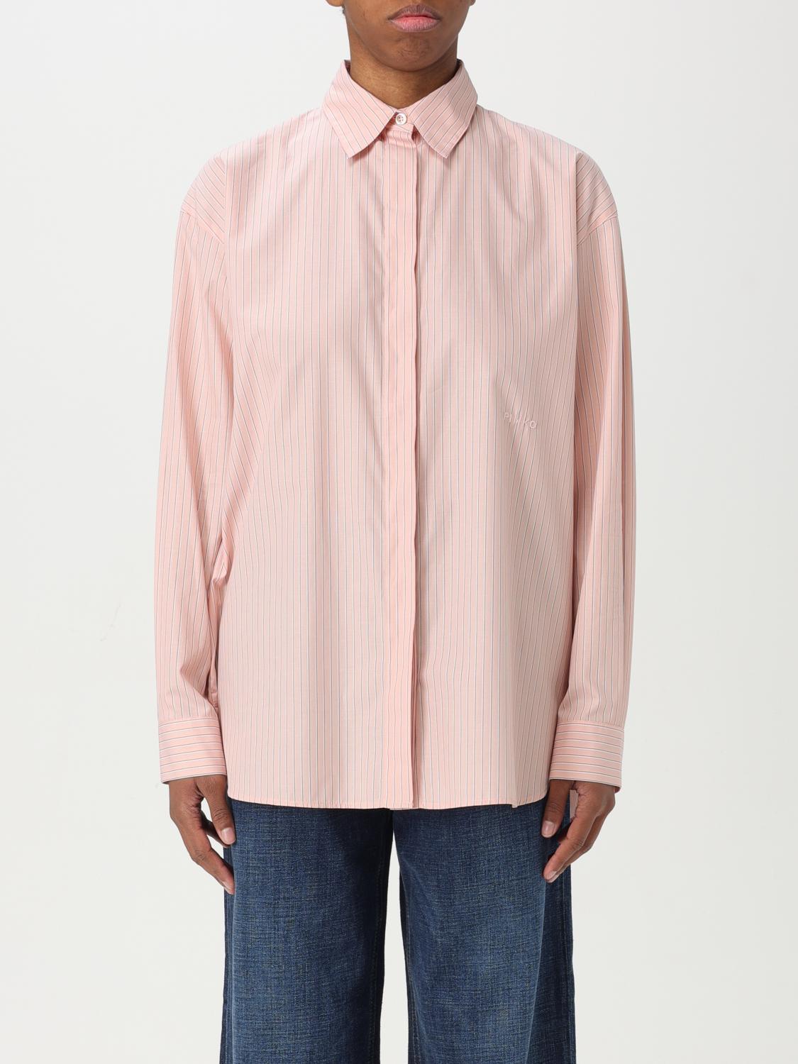 PINKO CAMICIA: Camicia classica Pinko in cotone a righe, Rosa - Img 1