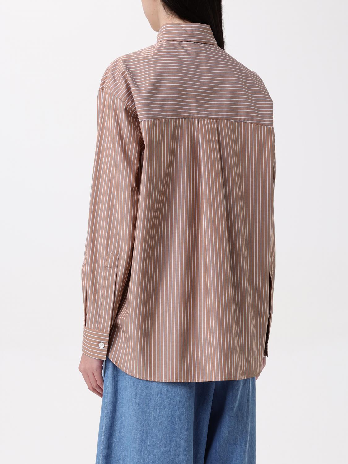 PINKO CAMICIA: Camicia classica Pinko in cotone a righe, Marrone - Img 2