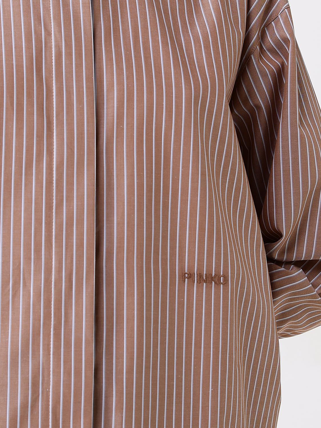 PINKO CAMICIA: Camicia classica Pinko in cotone a righe, Marrone - Img 3