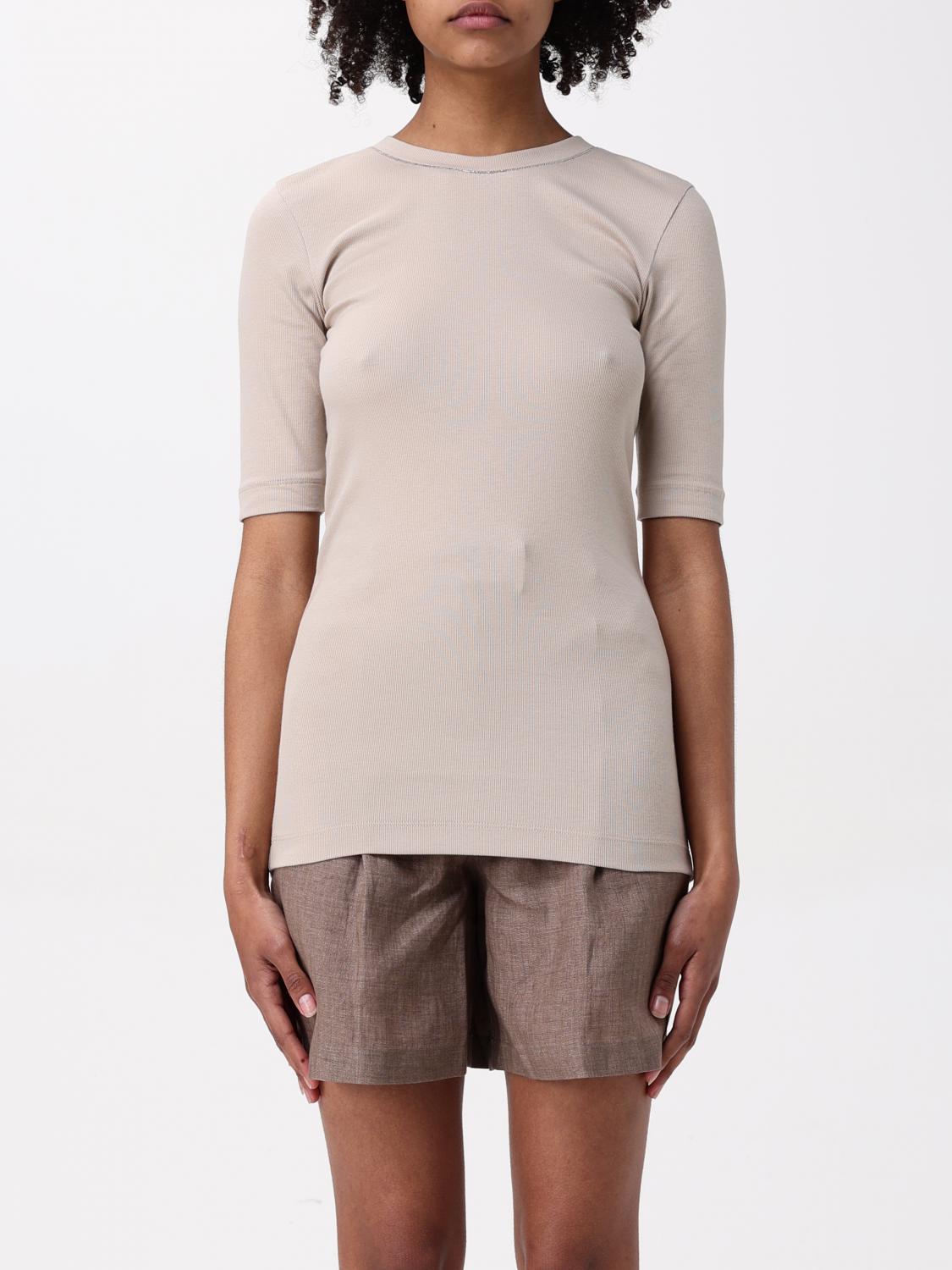 BRUNELLO CUCINELLI T-SHIRT: T-shirt woman Brunello Cucinelli, Beige - Img 1