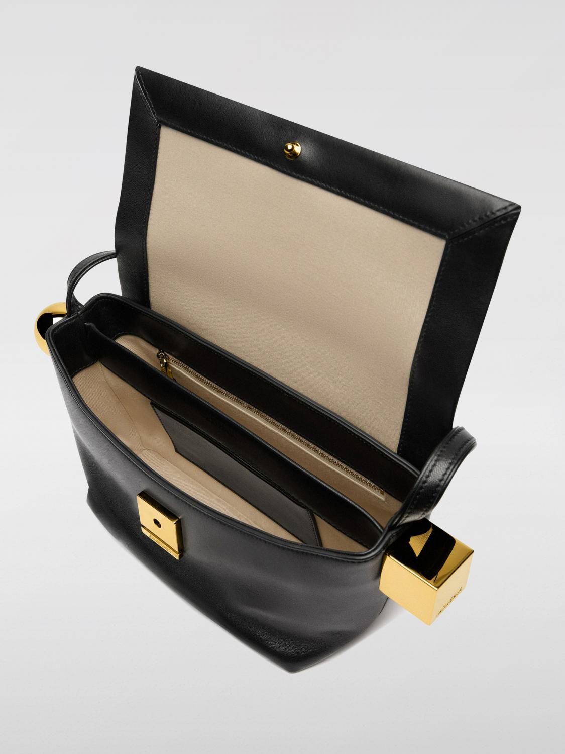 JACQUEMUS BORSA A SPALLA: Borsa Le Rond Carrè Jacquemus in pelle , Nero - Img 5