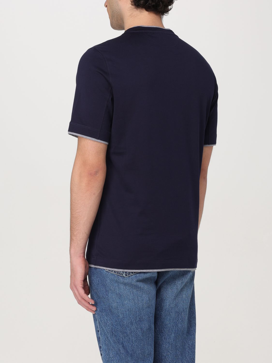 BRUNELLO CUCINELLI T-SHIRT: T-shirt herren Brunello Cucinelli, Blau - Img 3