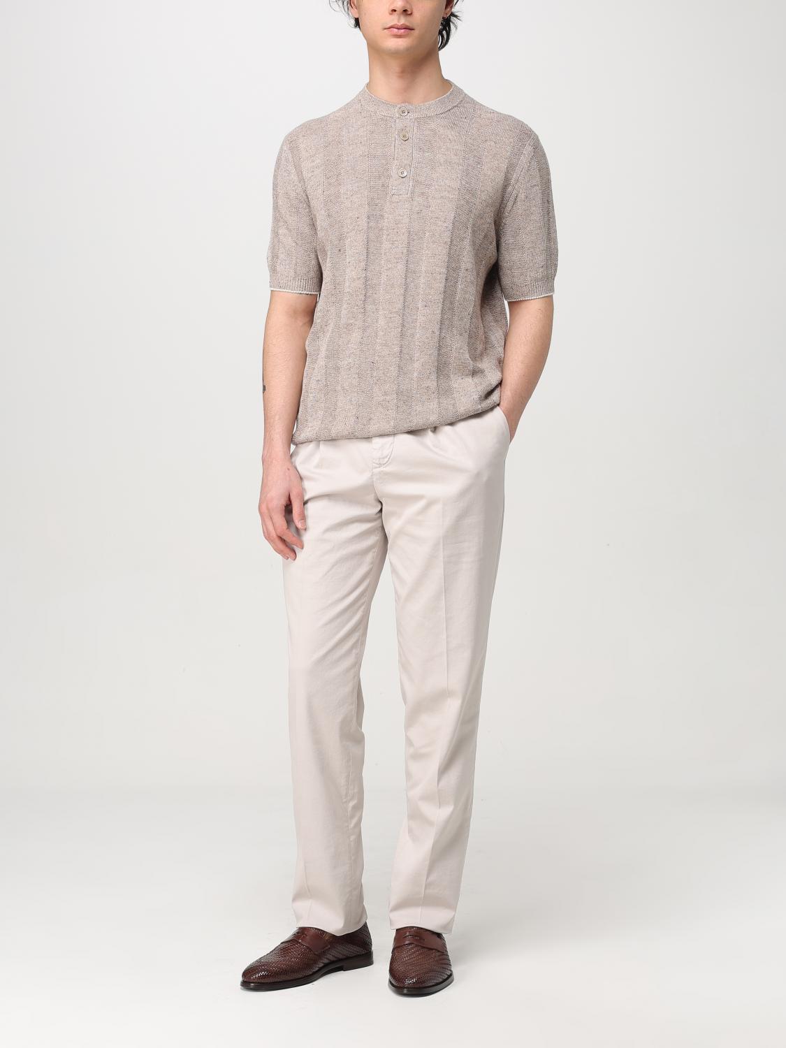 BRUNELLO CUCINELLI T-SHIRT: Brunello Cucinelli ribbed cotton and linen t-shirt, Brown - Img 2