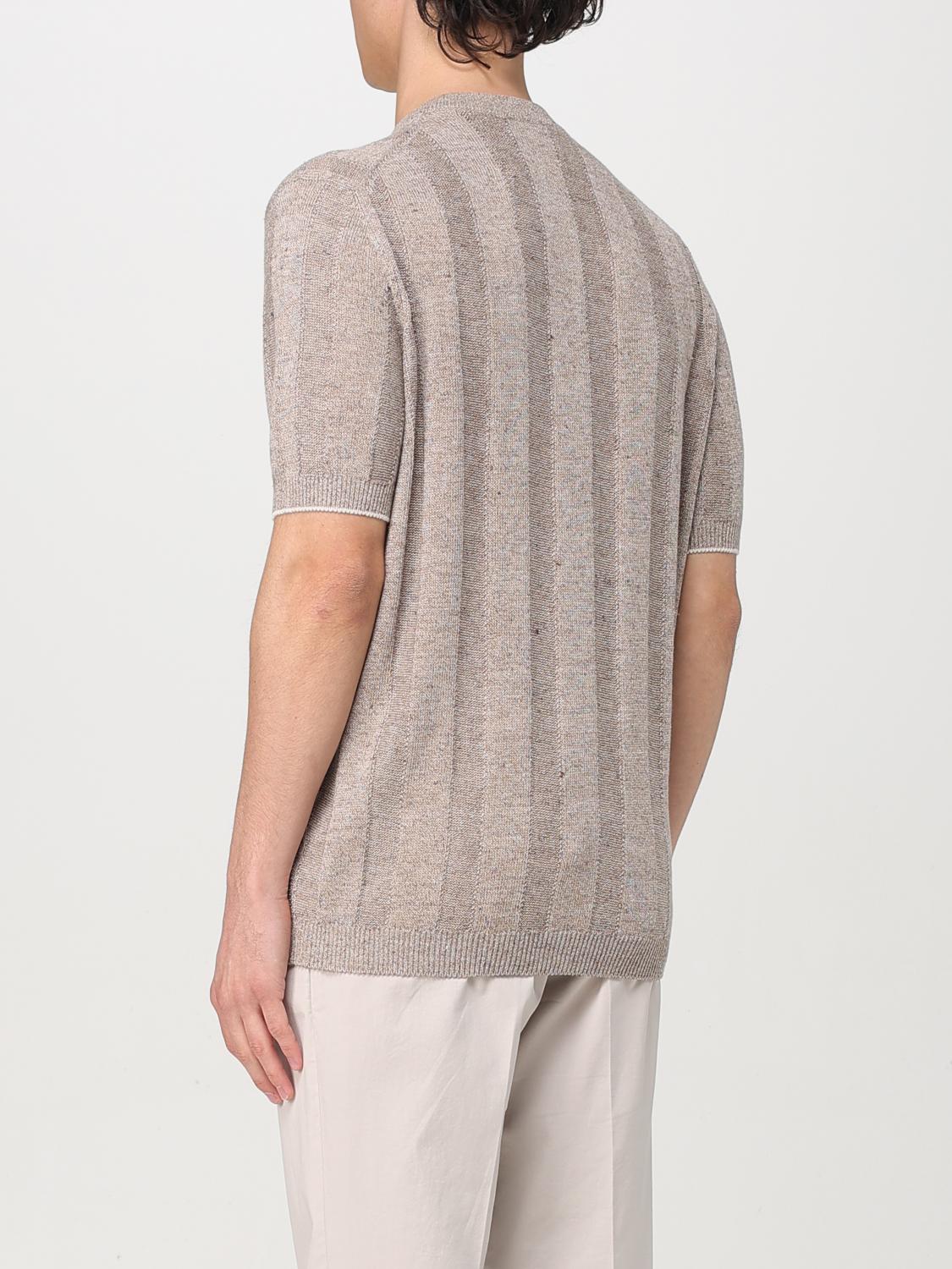 BRUNELLO CUCINELLI T-SHIRT: Brunello Cucinelli ribbed cotton and linen t-shirt, Brown - Img 3