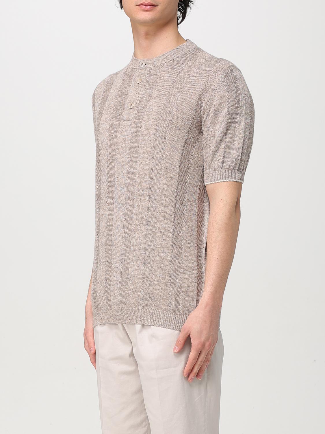 BRUNELLO CUCINELLI T-SHIRT: Brunello Cucinelli ribbed cotton and linen t-shirt, Brown - Img 4