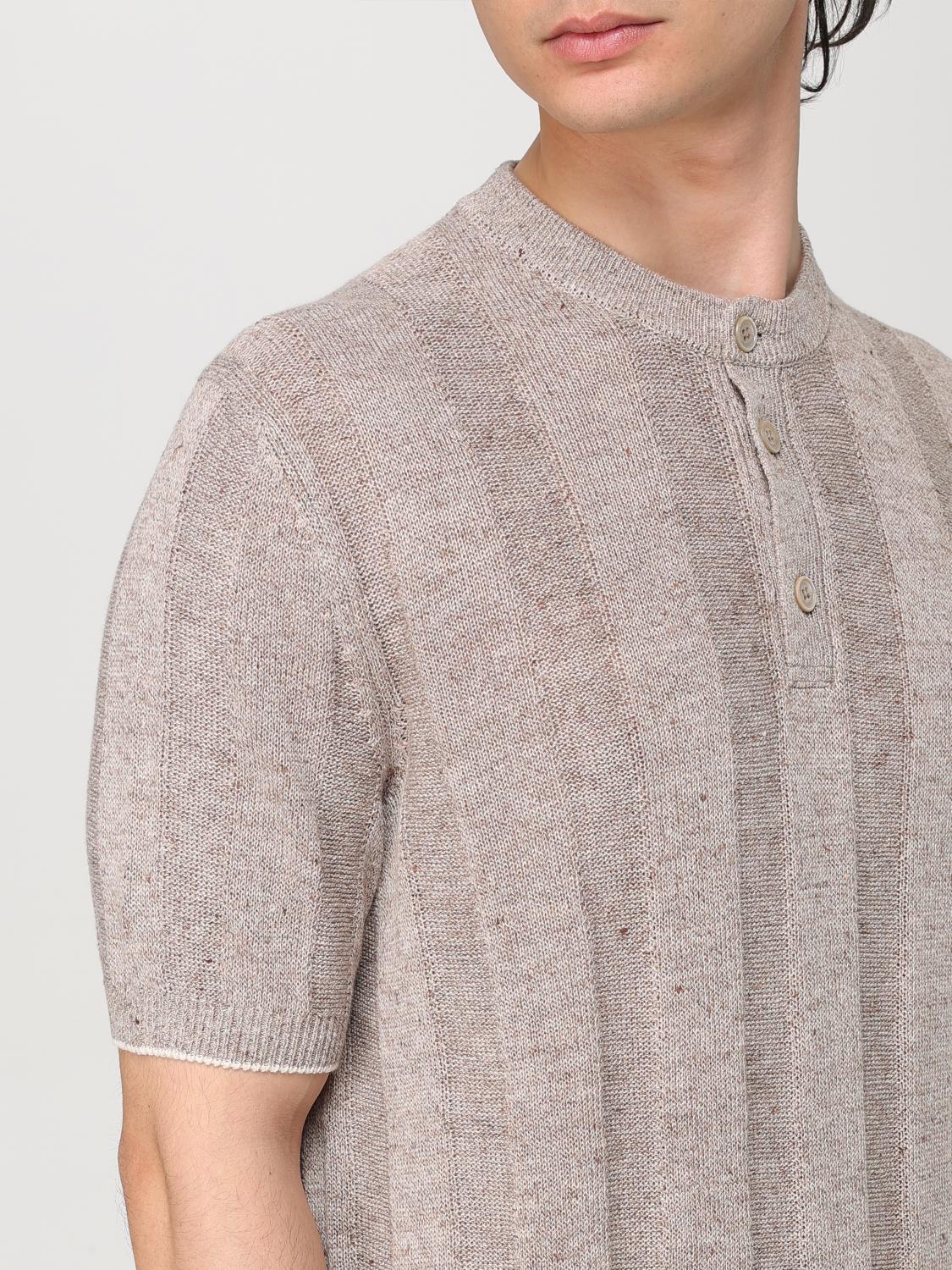 BRUNELLO CUCINELLI T-SHIRT: Brunello Cucinelli ribbed cotton and linen t-shirt, Brown - Img 5