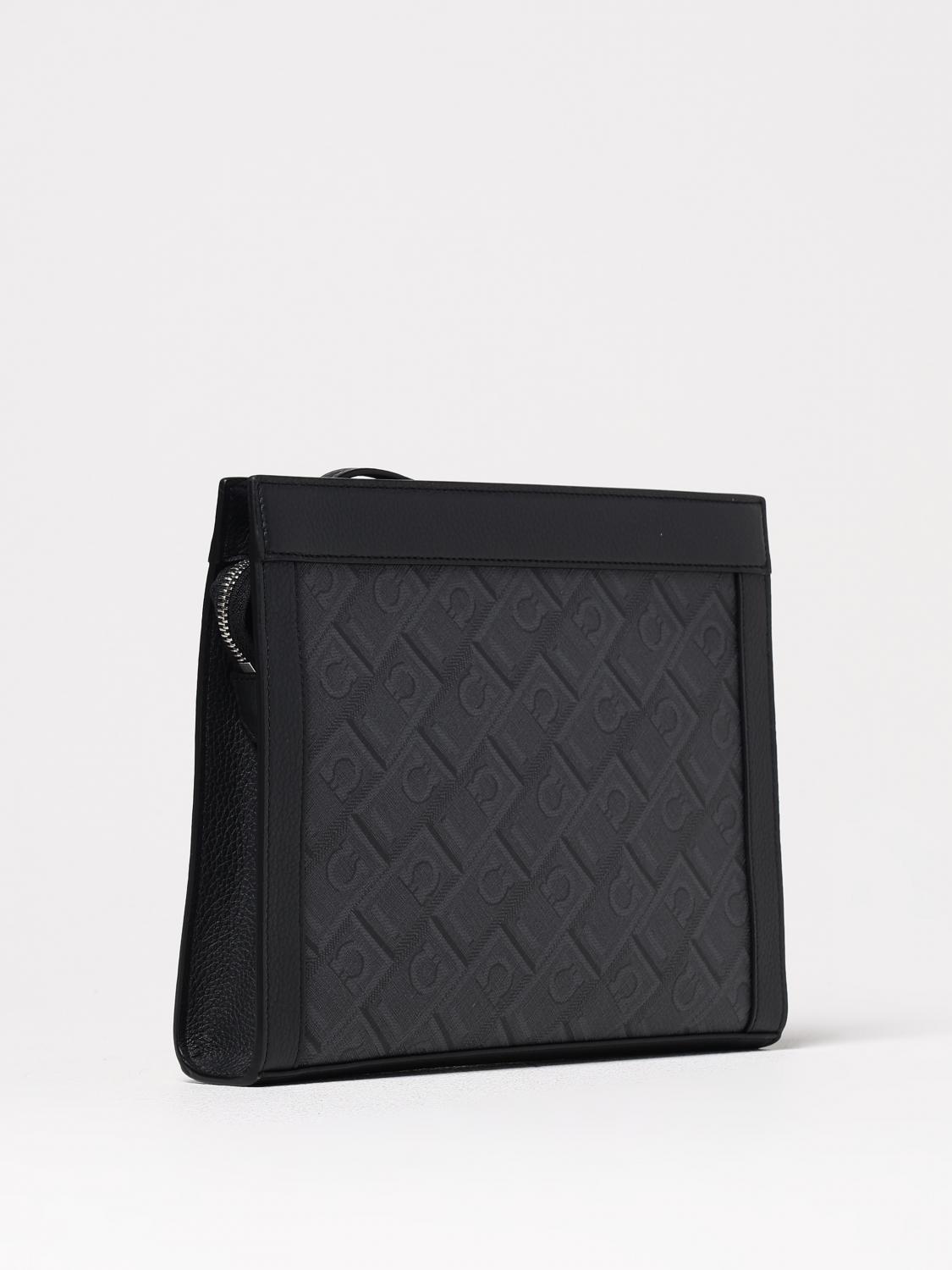 FERRAGAMO PORTADOCUMENTI: Pouch Gancini Ferragamo in pelle a grana e saffiano stampata, Nero - Img 3