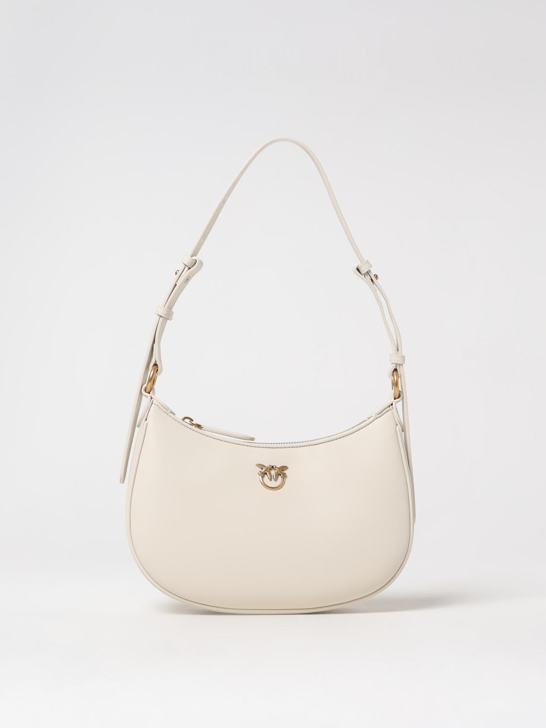 PINKO BORSA A SPALLA: Borsa Hobo Pinko in pelle , Bianco - Img 1
