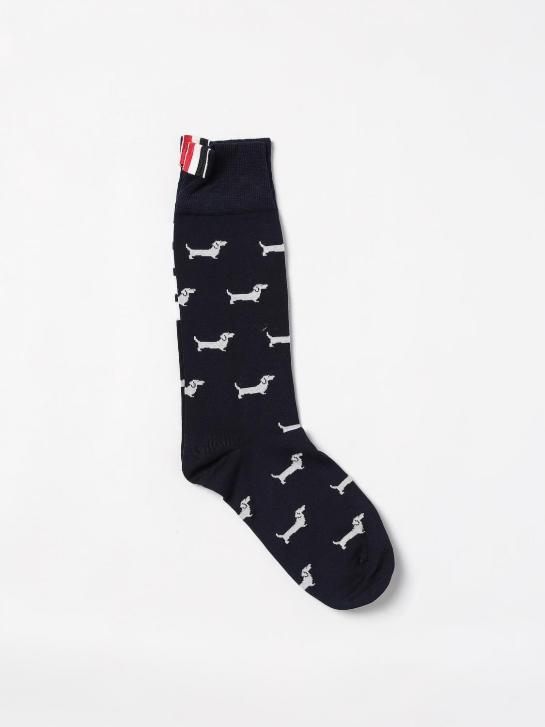 THOM BROWNE CALZE: Calze Hector Thom Browne in cotone stretch jacqaurd , Blue - Img 1