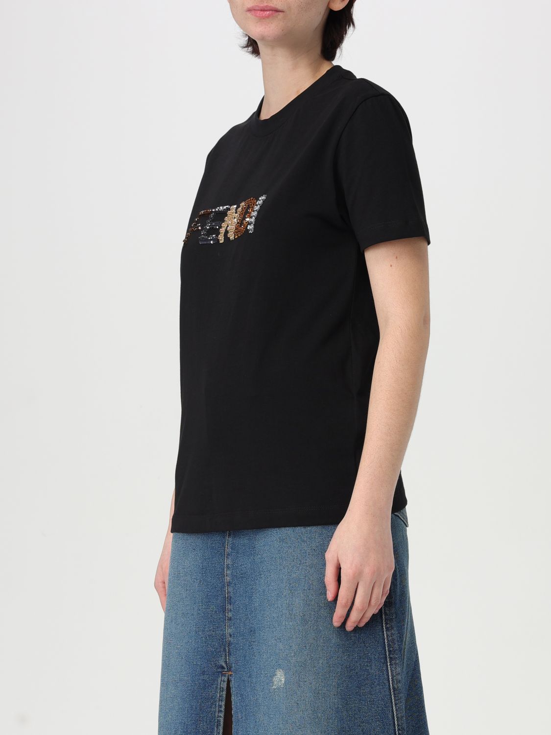 FENDI T-SHIRT: T-shirt woman Fendi, Black - Img 3