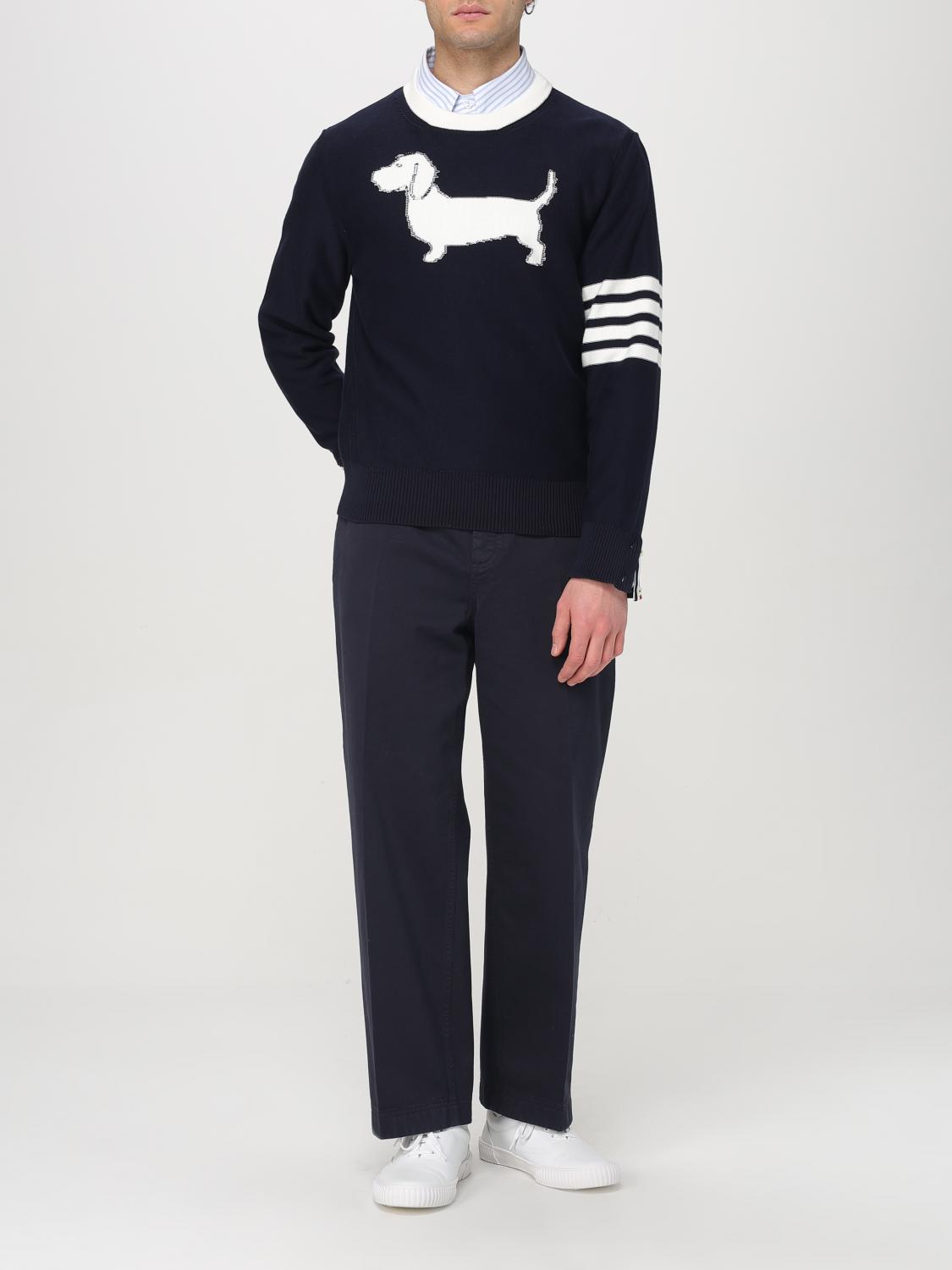 THOM BROWNE MAGLIA: Maglia a girocollo 4-bar Thom Browne in cotone, Blue Navy - Img 2