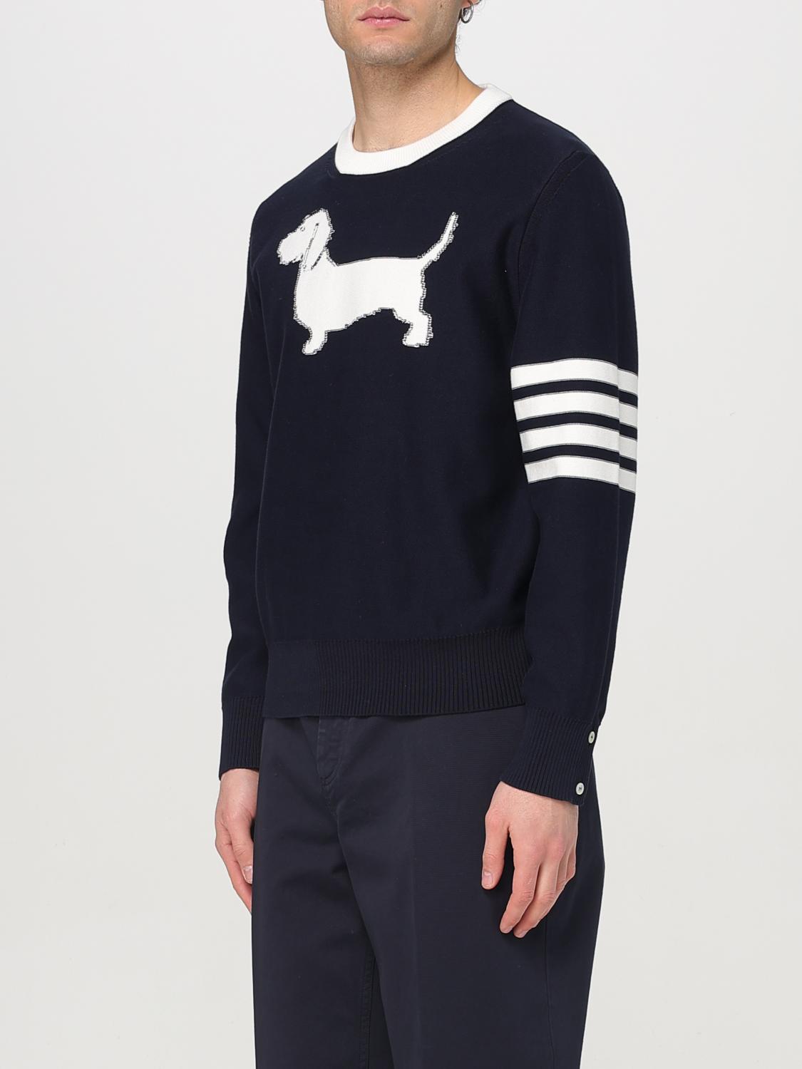 THOM BROWNE MAGLIA: Maglia a girocollo 4-bar Thom Browne in cotone, Blue Navy - Img 4