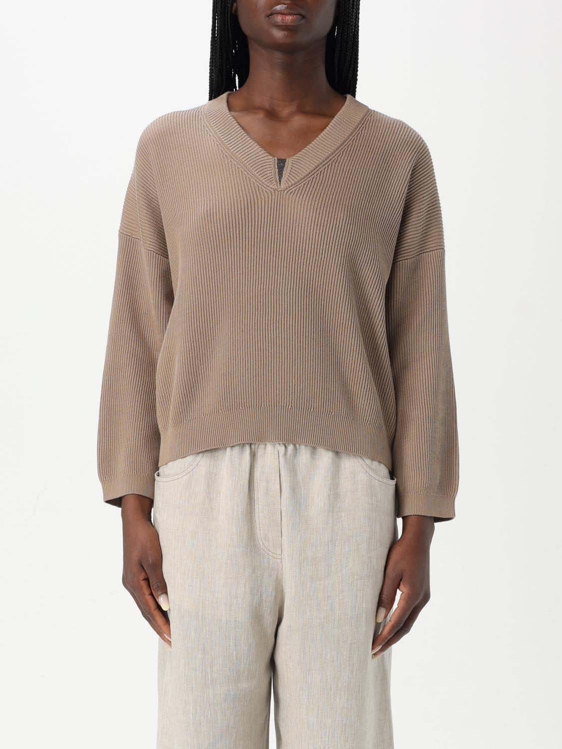 BRUNELLO CUCINELLI PULLOVER: Pullover damen Brunello Cucinelli, Braun - Img 1