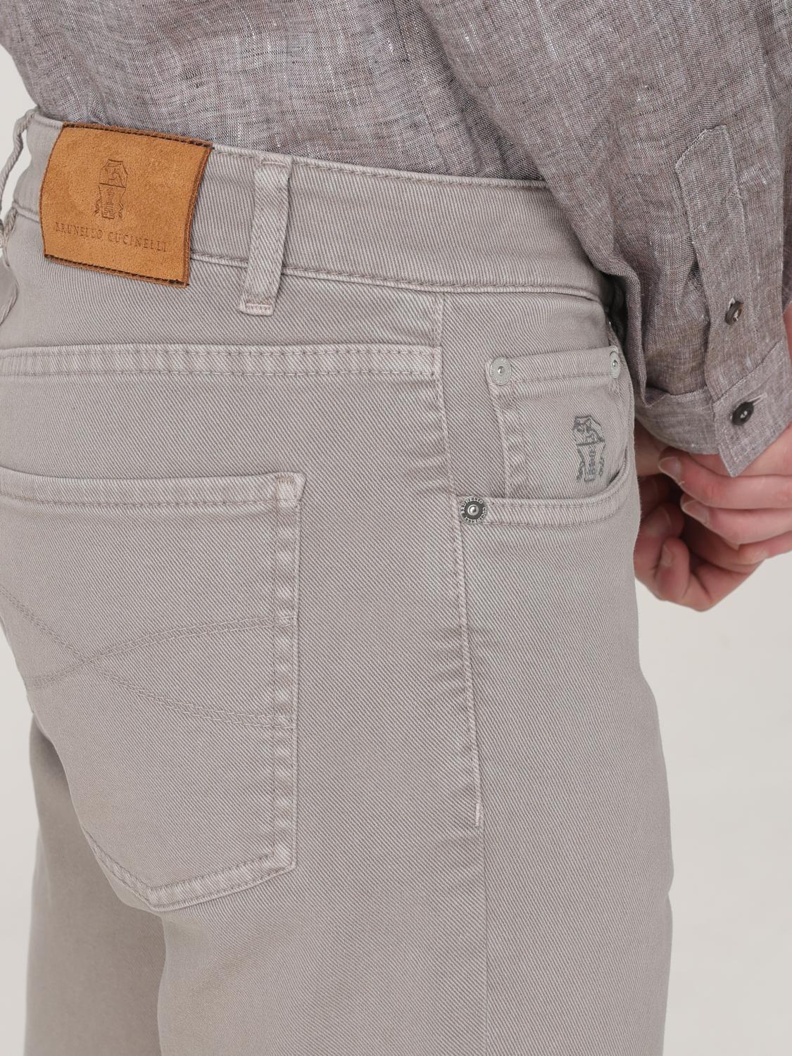 BRUNELLO CUCINELLI 청바지: Brunello Cucinelli 코튼 데님 진, 브라운 - Img 5