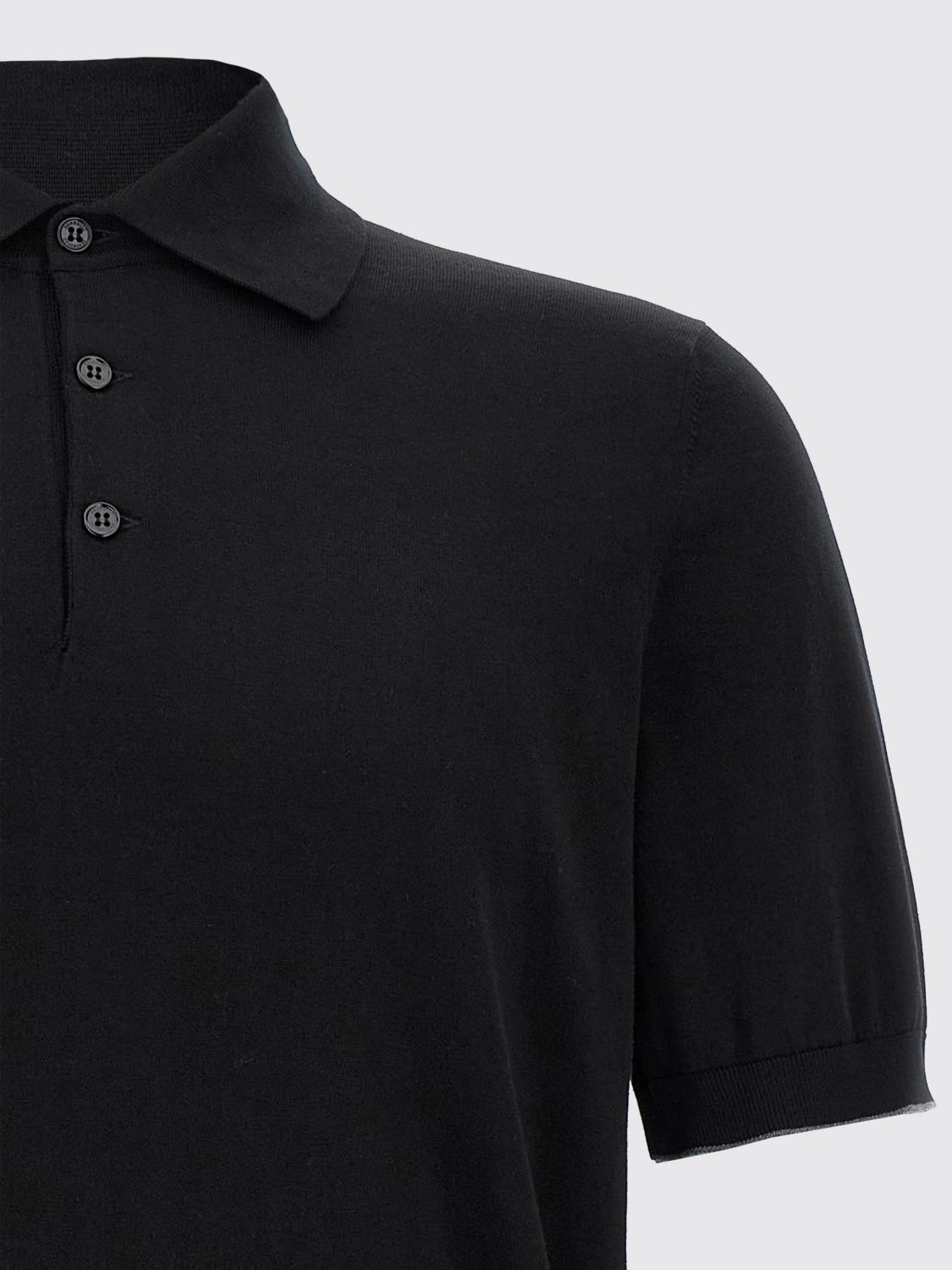 BRUNELLO CUCINELLI POLO: Polo in cotone basic Brunello Cucinelli, Nero - Img 3