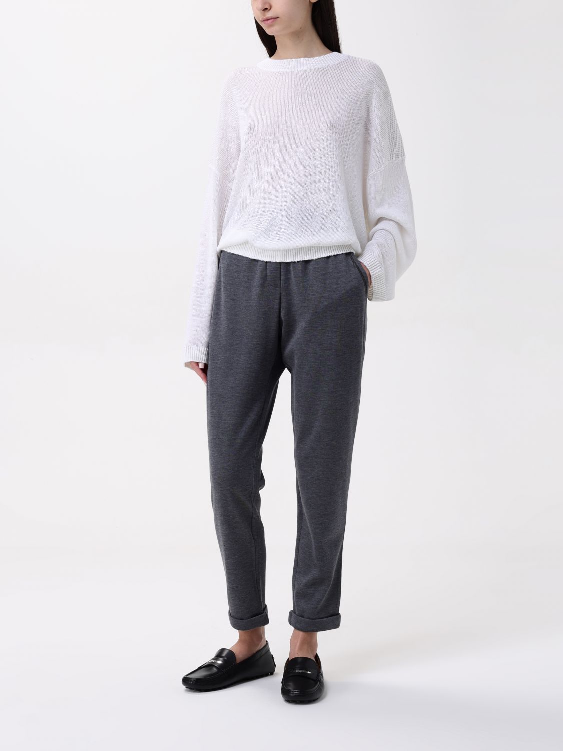 BRUNELLO CUCINELLI PANTALON: Pantalon femme Brunello Cucinelli, Gris - Img 2