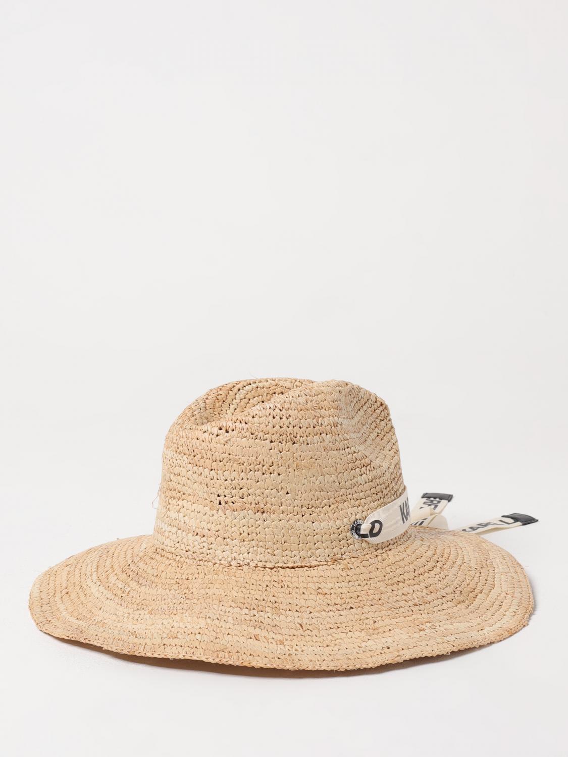 KARL LAGERFELD CAPPELLO: Cappello Karl Lagerfeld in rafia intrecciato , Naturale - Img 2