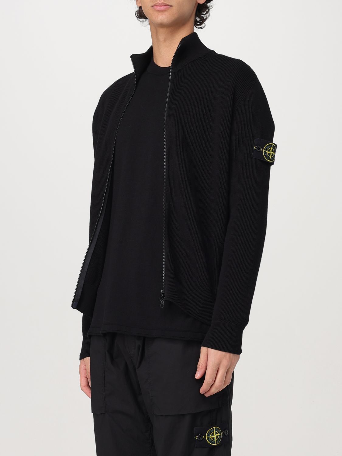 STONE ISLAND 카디건: 스웨트셔츠 남성 Stone Island, 블랙 - Img 4