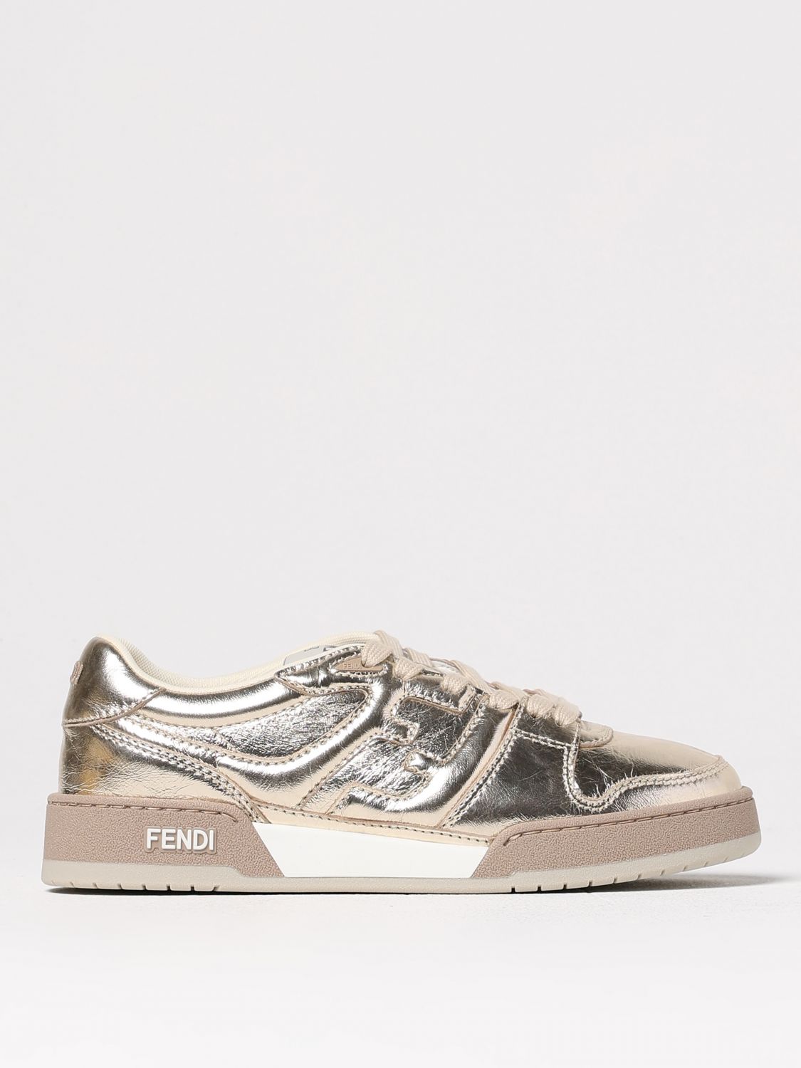 FENDI SNEAKERS: Sneakers Match Fendi in nappa laminata , Oro - Img 1