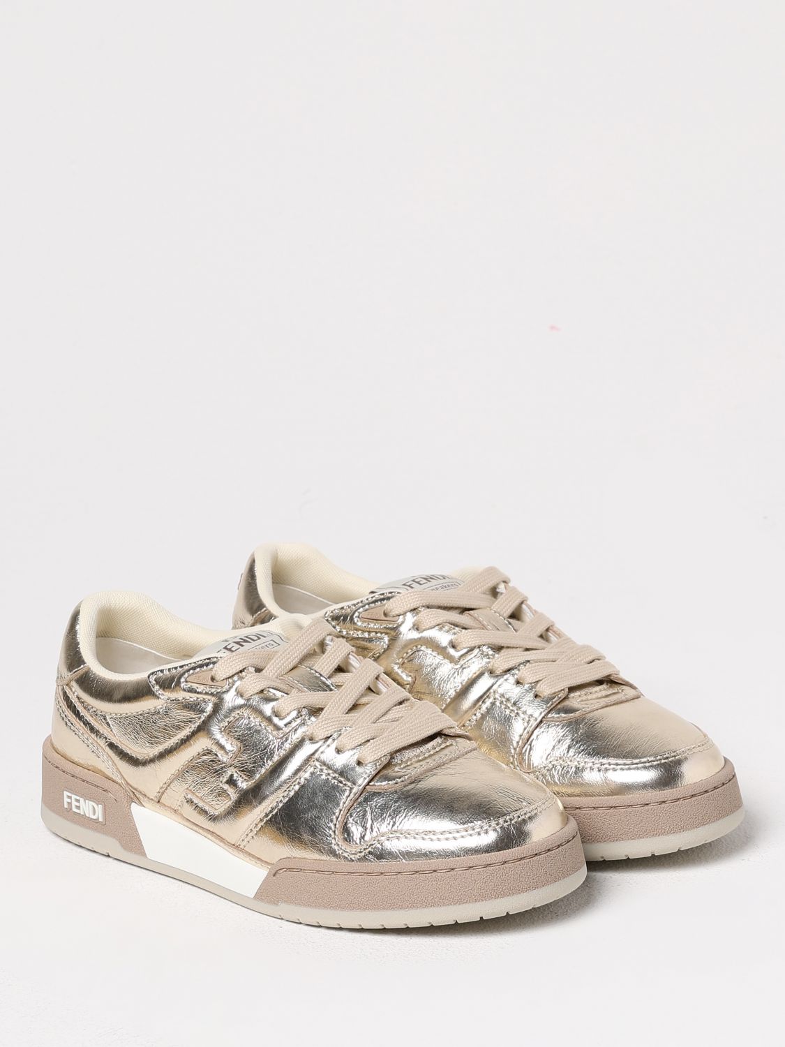 FENDI SNEAKERS: Sneakers Match Fendi in nappa laminata , Oro - Img 2