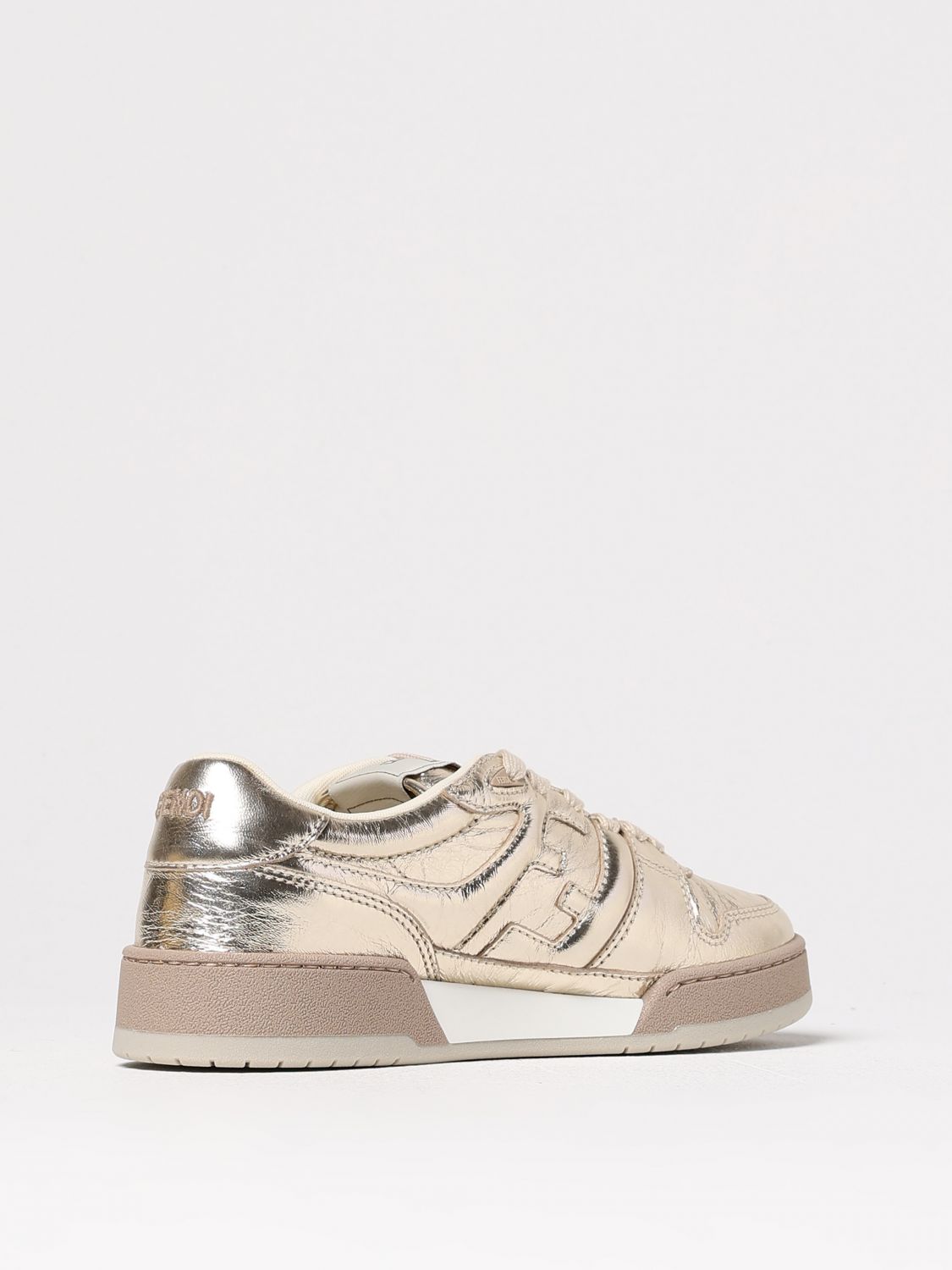 FENDI SNEAKERS: Sneakers Match Fendi in nappa laminata , Oro - Img 3