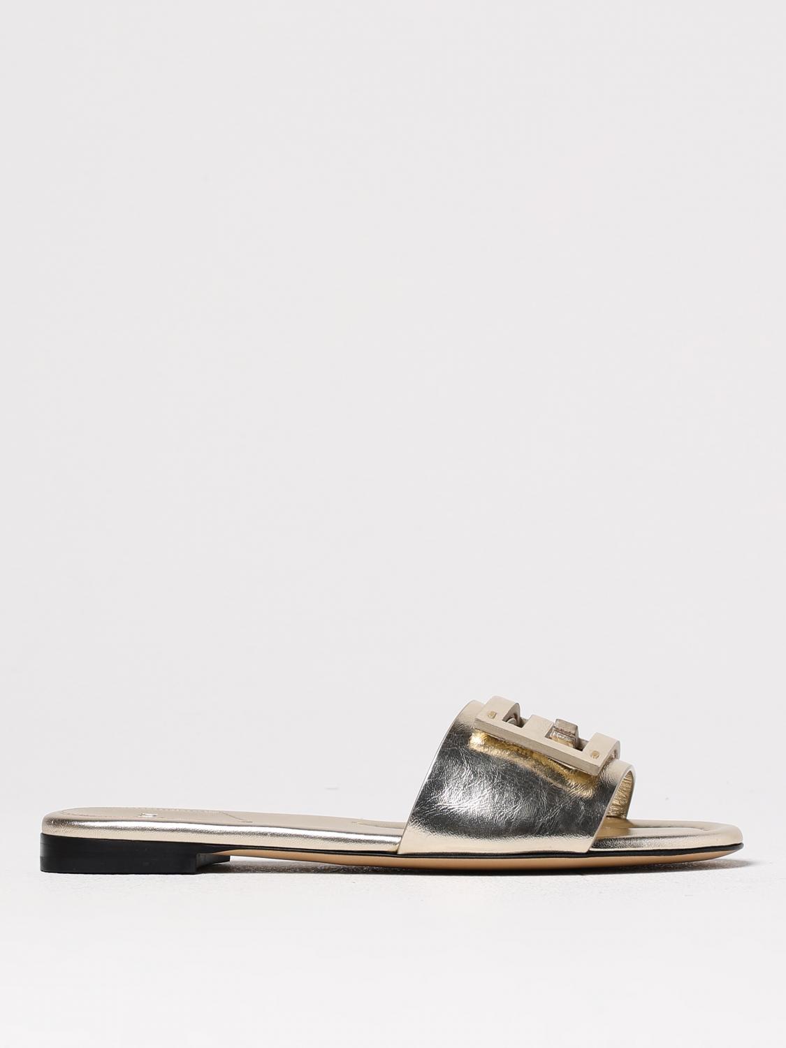 FENDI FLAT SANDALS: Flat sandals woman Fendi, Gold - Img 1