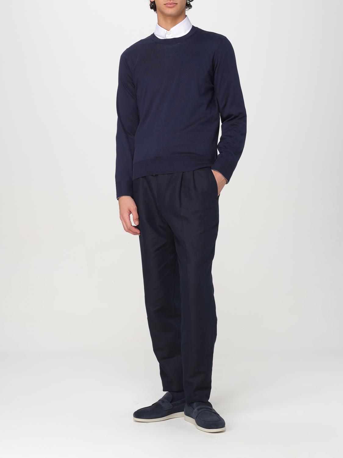 BRUNELLO CUCINELLI MAGLIA: Maglia a girocollo basic in cotone Brunello Cucinelli, Blue - Img 2